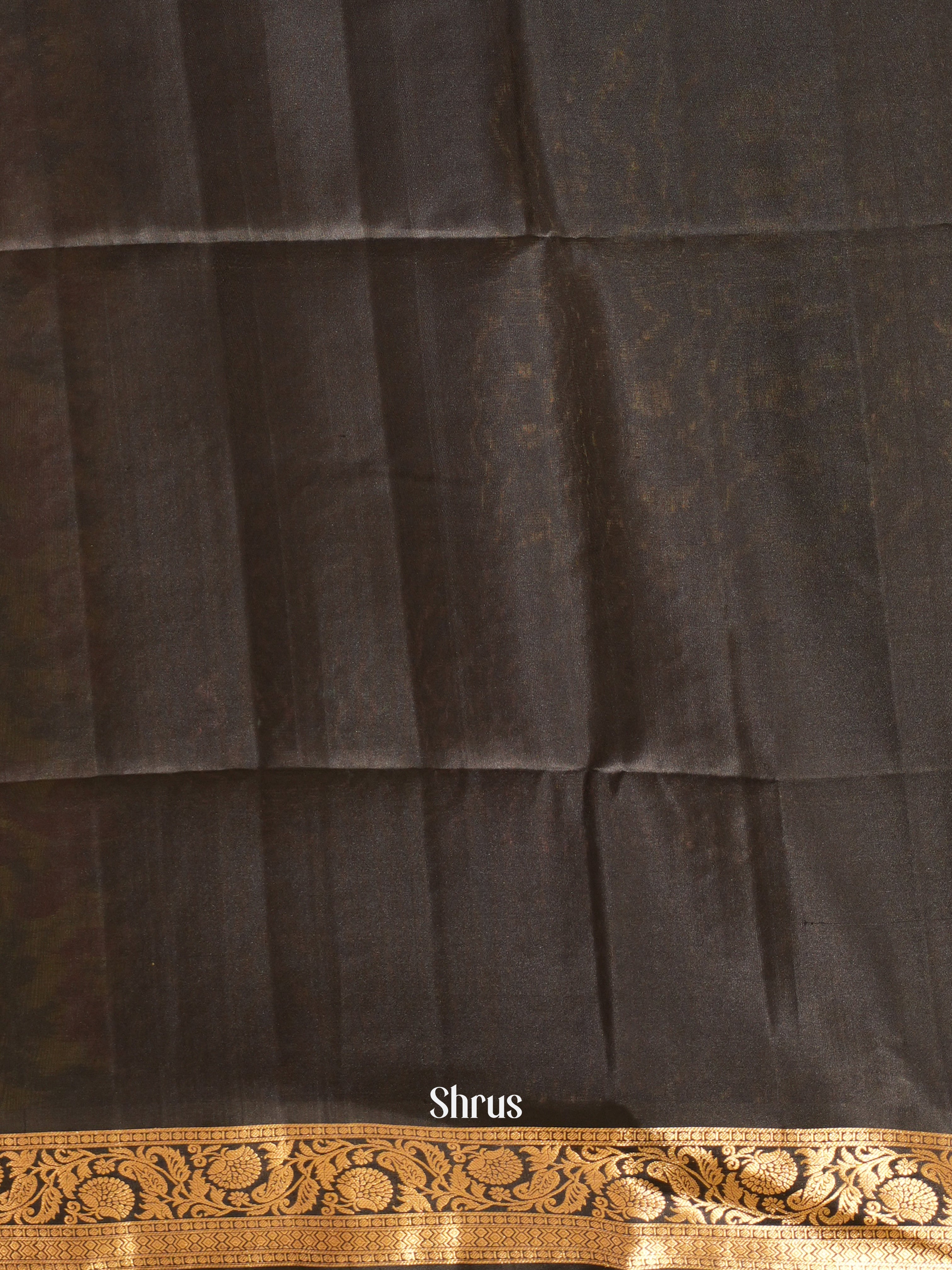 Mustardy Green & Black - Soft Silk Saree - Shop on ShrusEternity.com