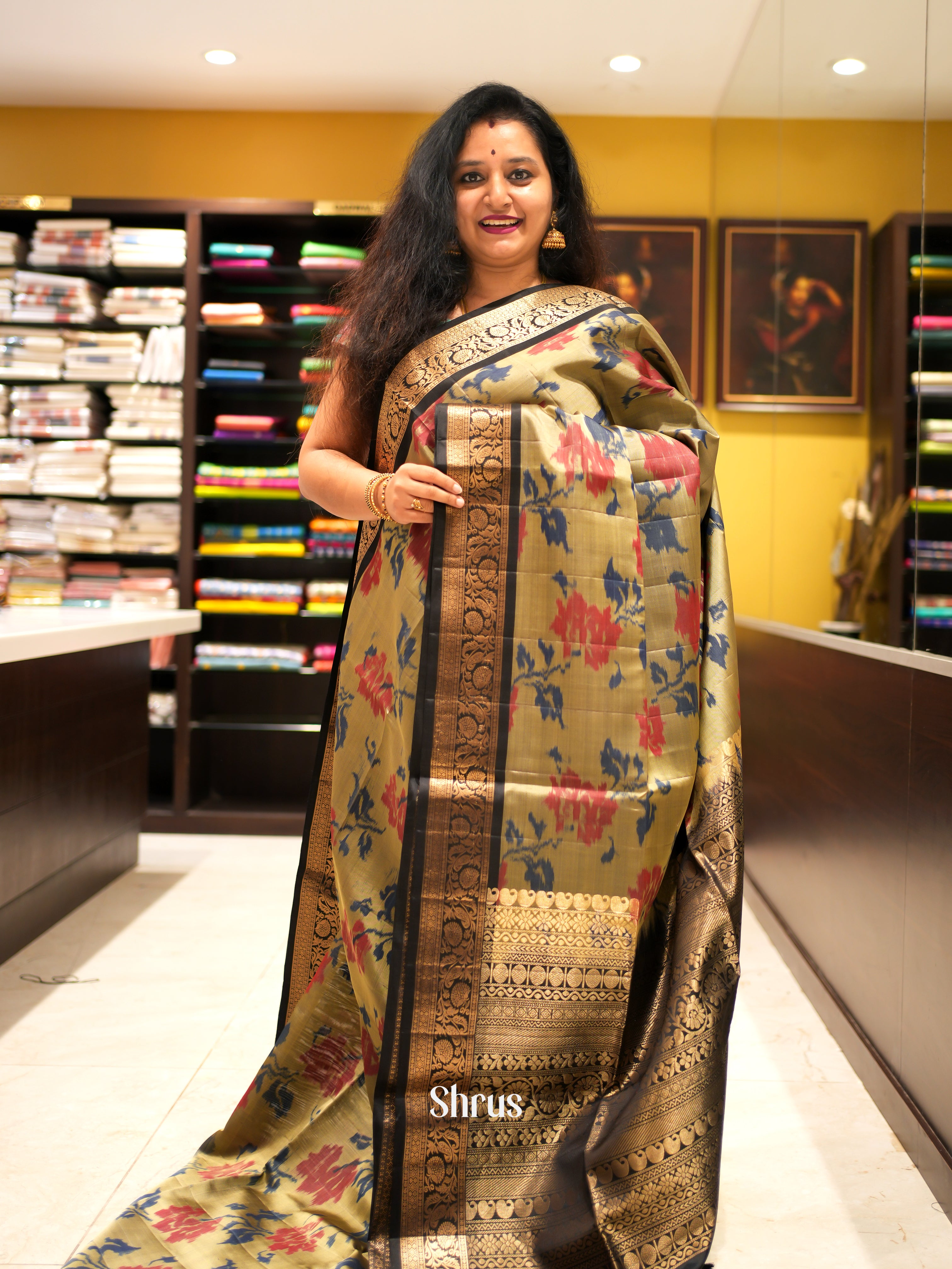Gold & Black - Soft Silk Saree - Shop on ShrusEternity.com