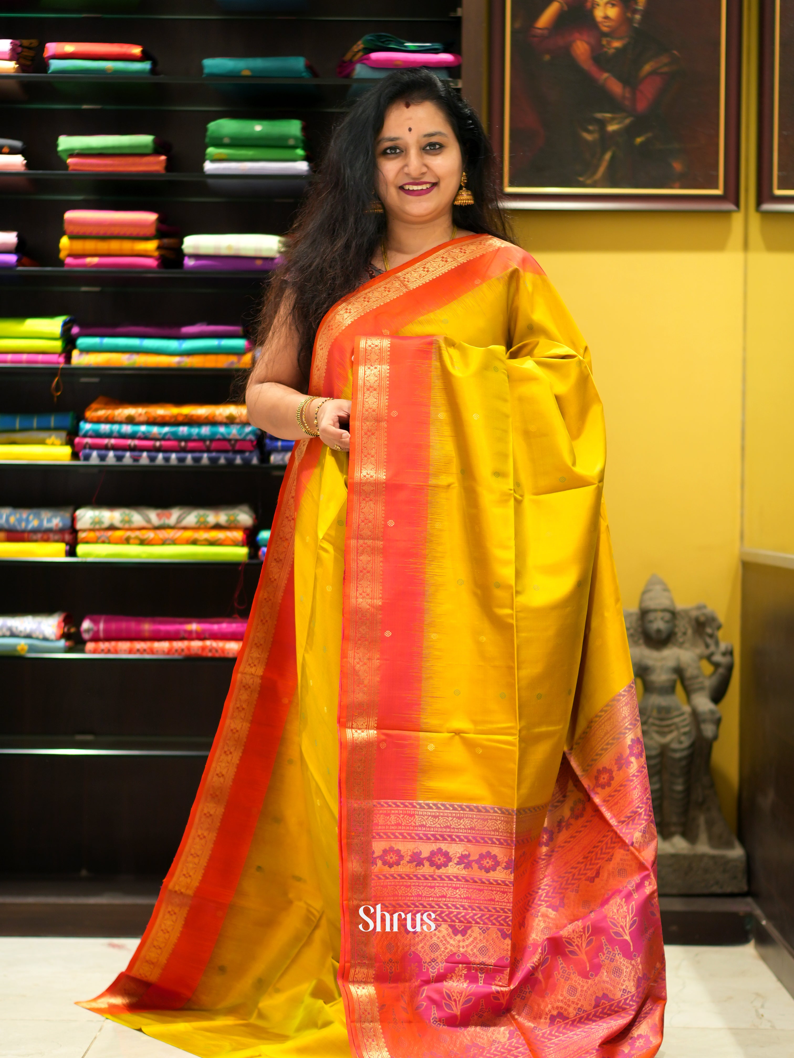 Mustardy Green & Orange - Soft Silk - Shop on ShrusEternity.com