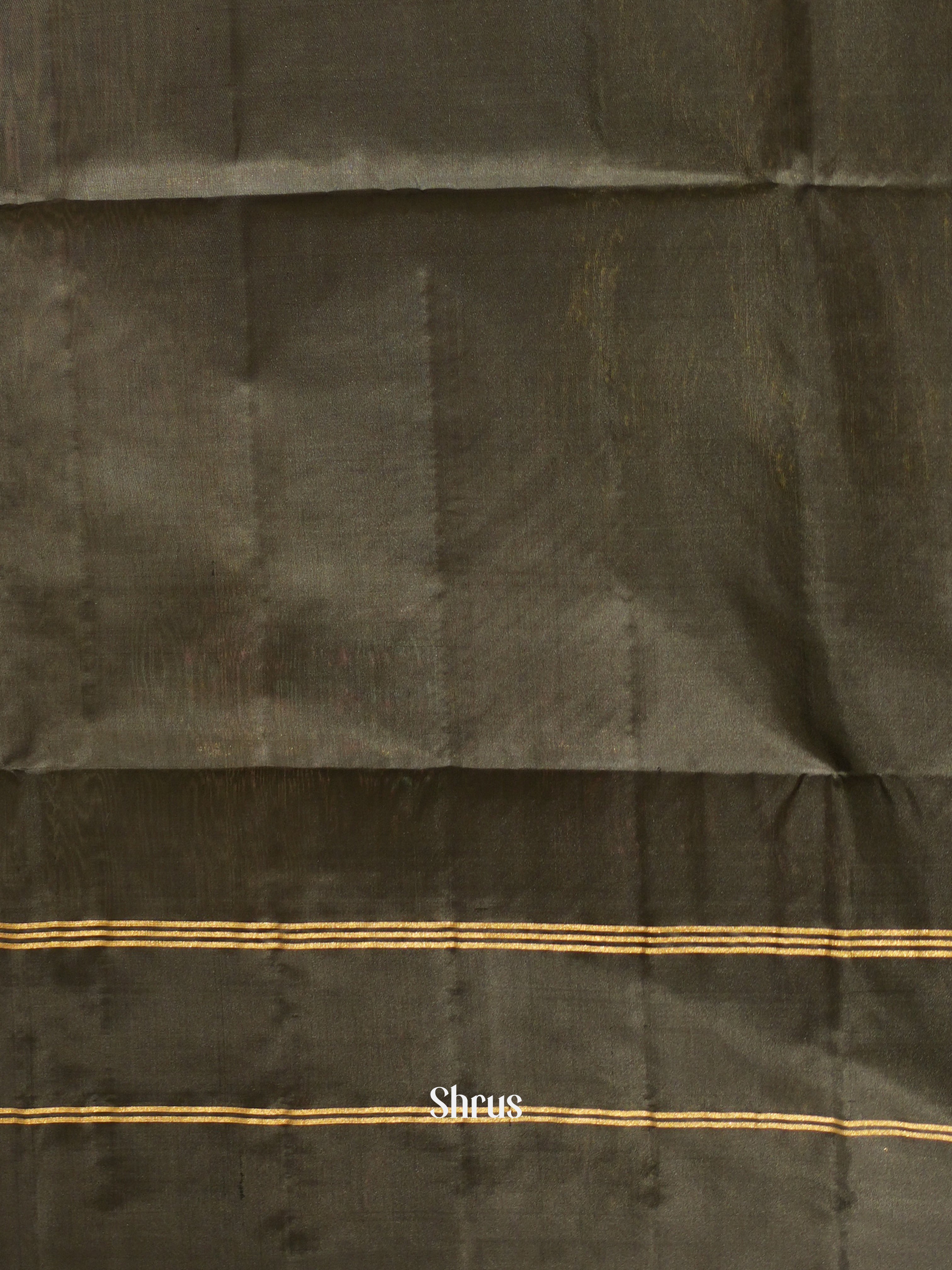 Greenish Grey & Black - Soft Silk Saree - Shop on ShrusEternity.com