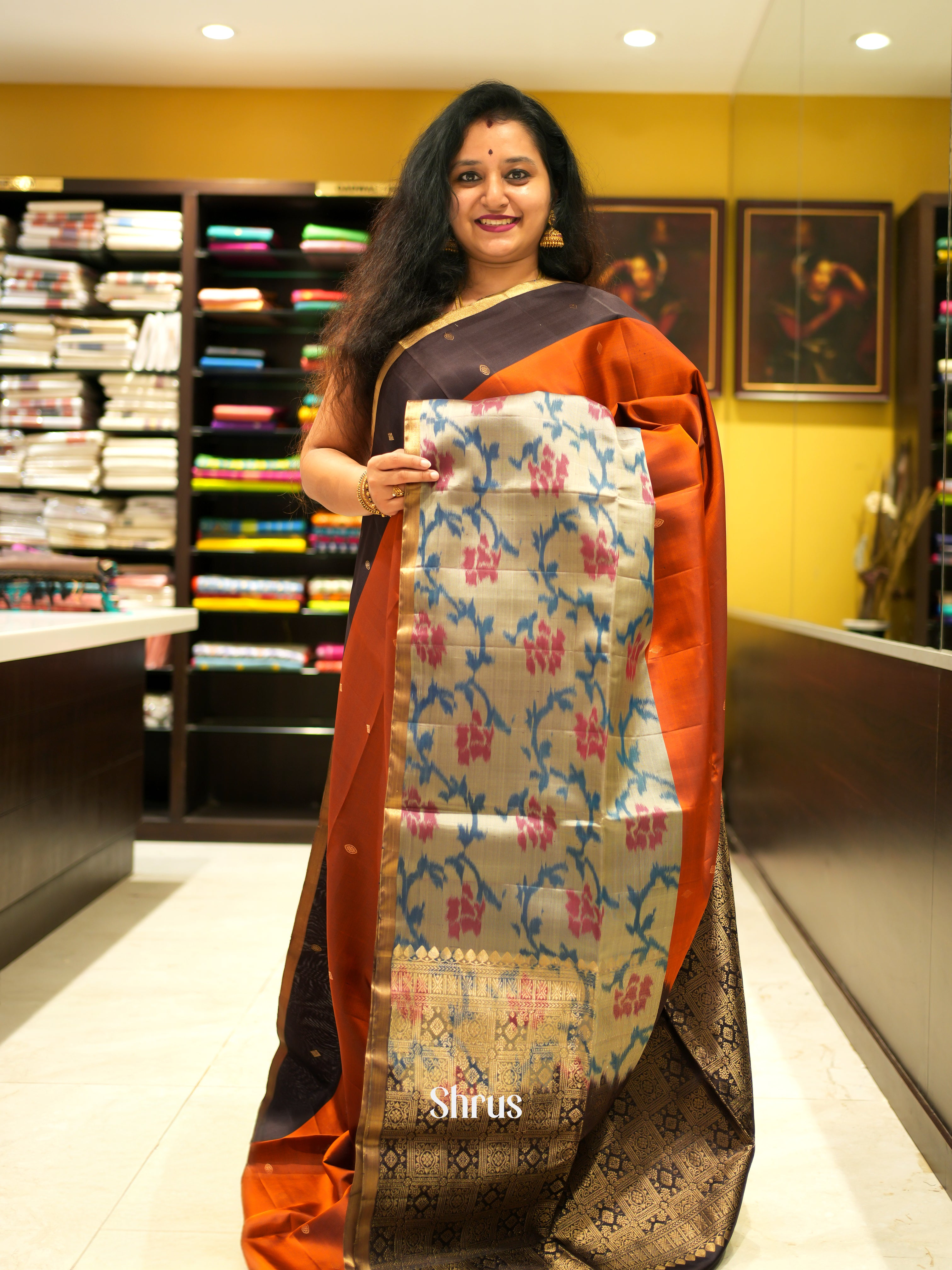 Brick & Brown - Soft Silk Saree - Shop on ShrusEternity.com