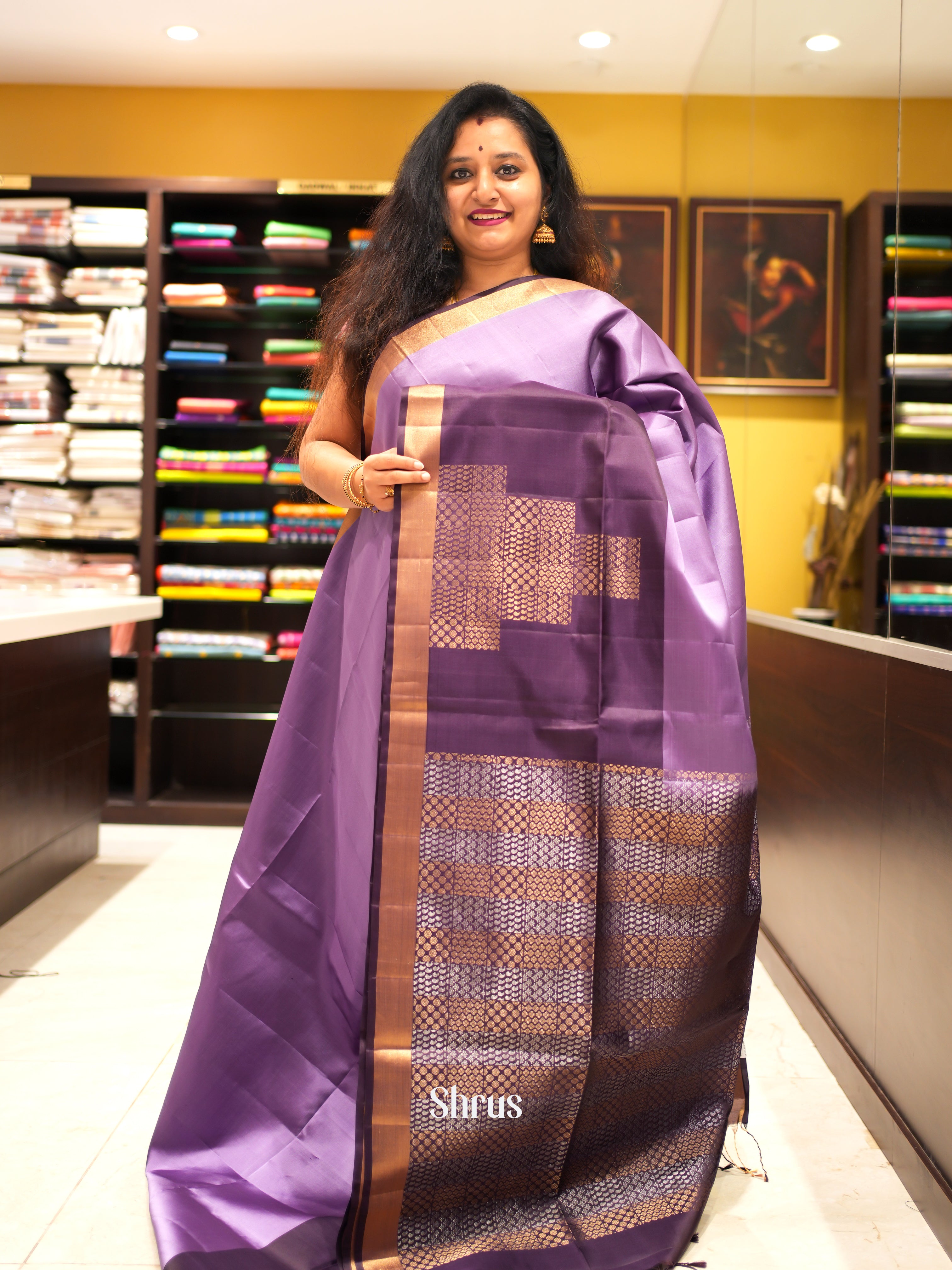 Lavender & Purple - Soft Silk Saree - Shop on ShrusEternity.com