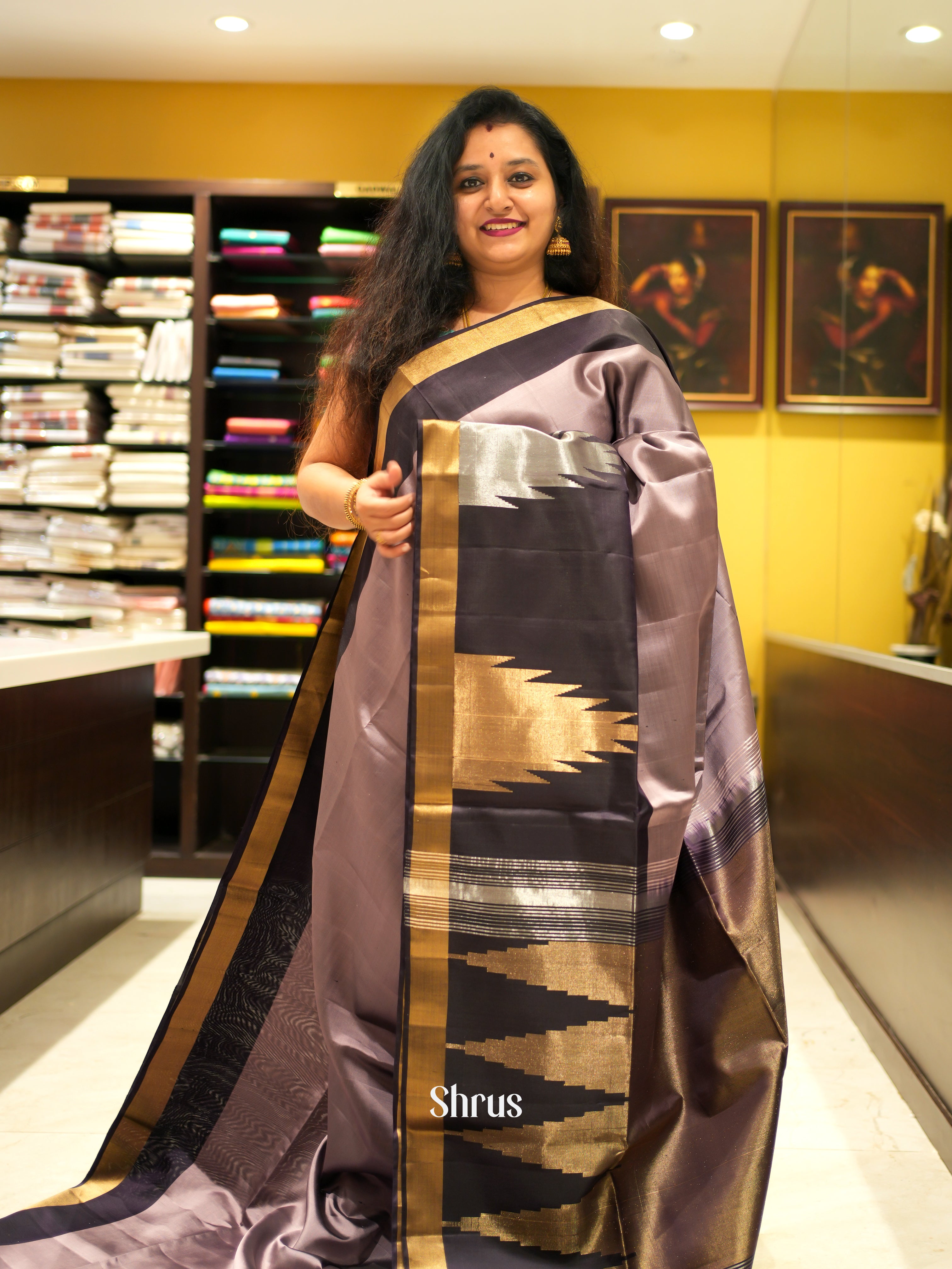 Dusty Mauve & Purple - Soft Silk Saree - Shop on ShrusEternity.com