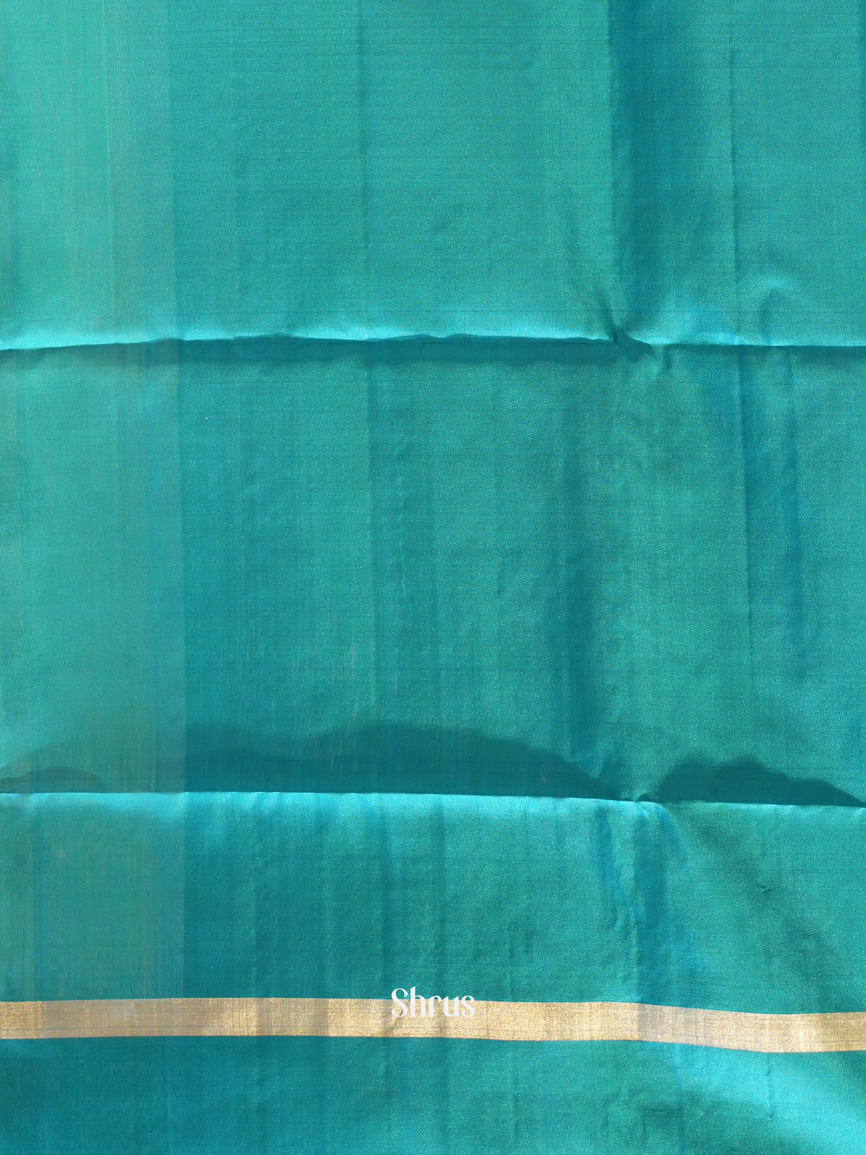 Cream & Teal - Soft Silk Saree - Shop on ShrusEternity.com