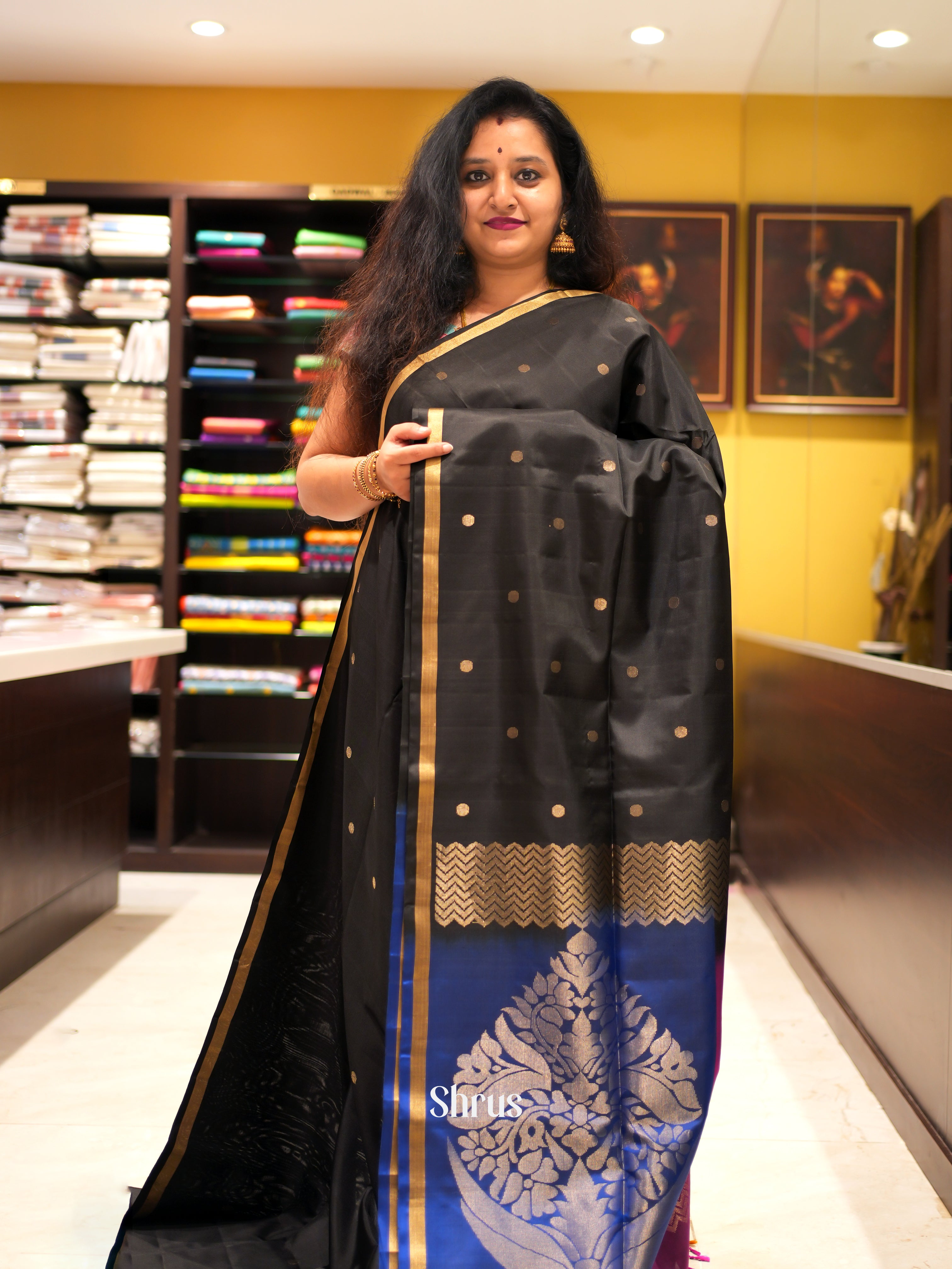 Black & Blue - Soft Silk saree - Shop on ShrusEternity.com