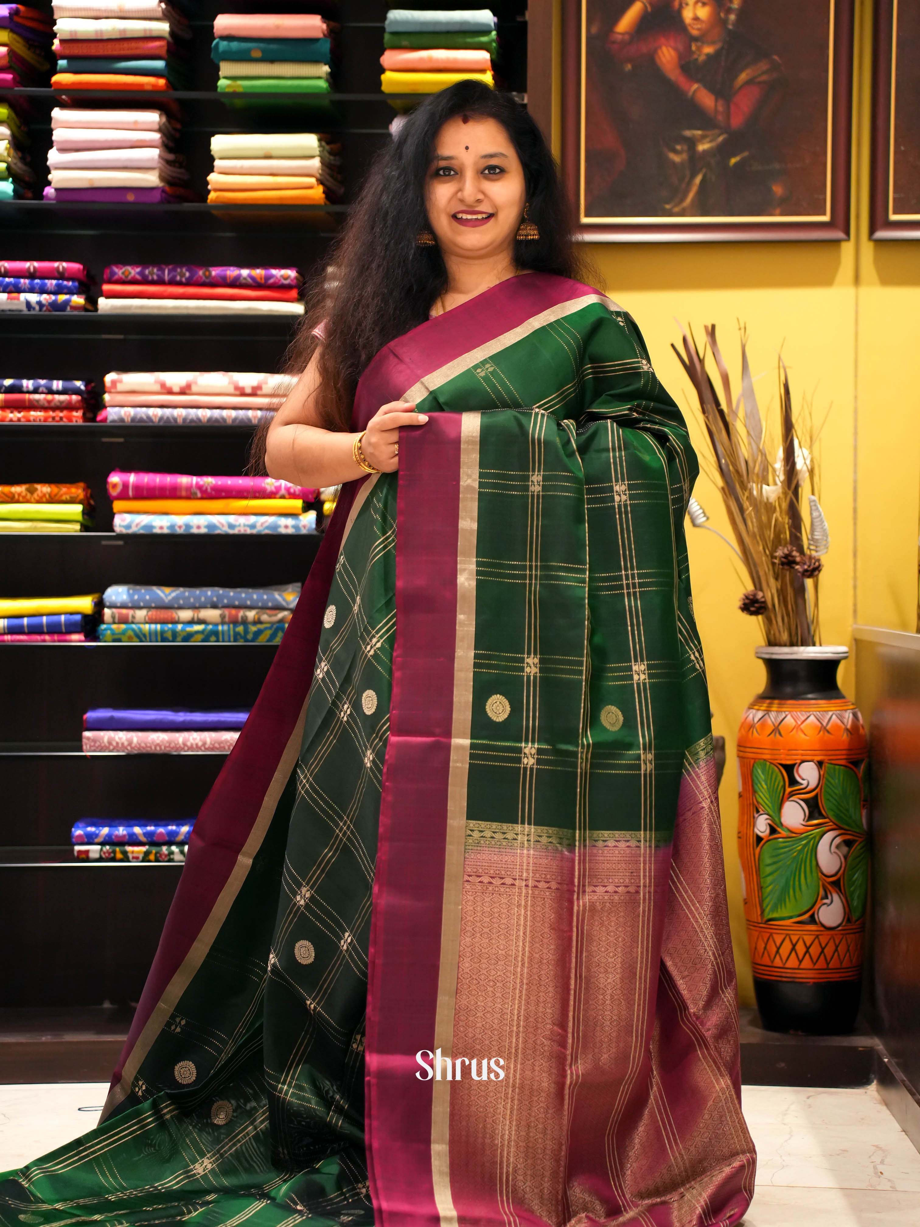 Green & Purple - Soft Silk saree - Shop on ShrusEternity.com