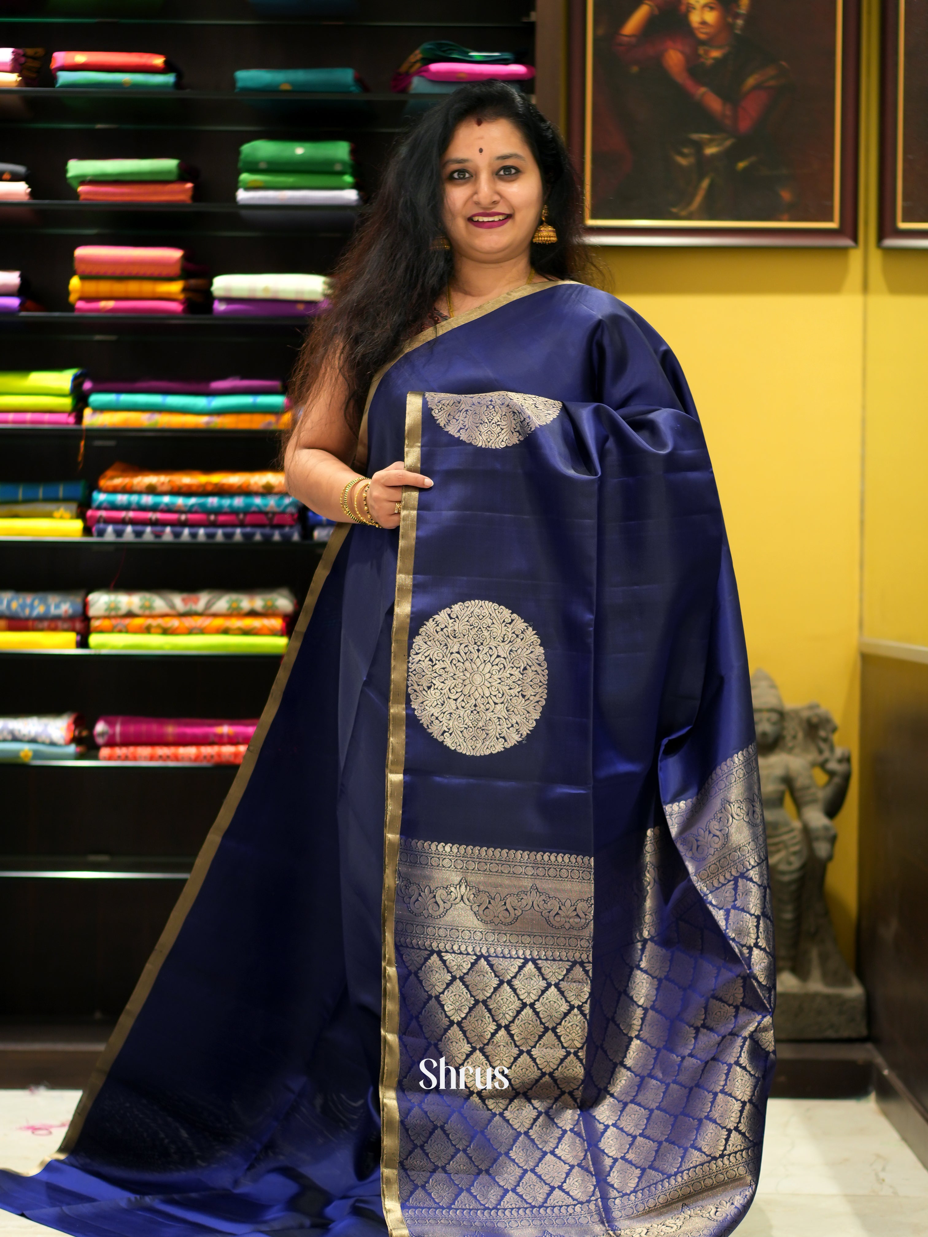 Blue(Single Tone) - Soft Silk Saree - Shop on ShrusEternity.com