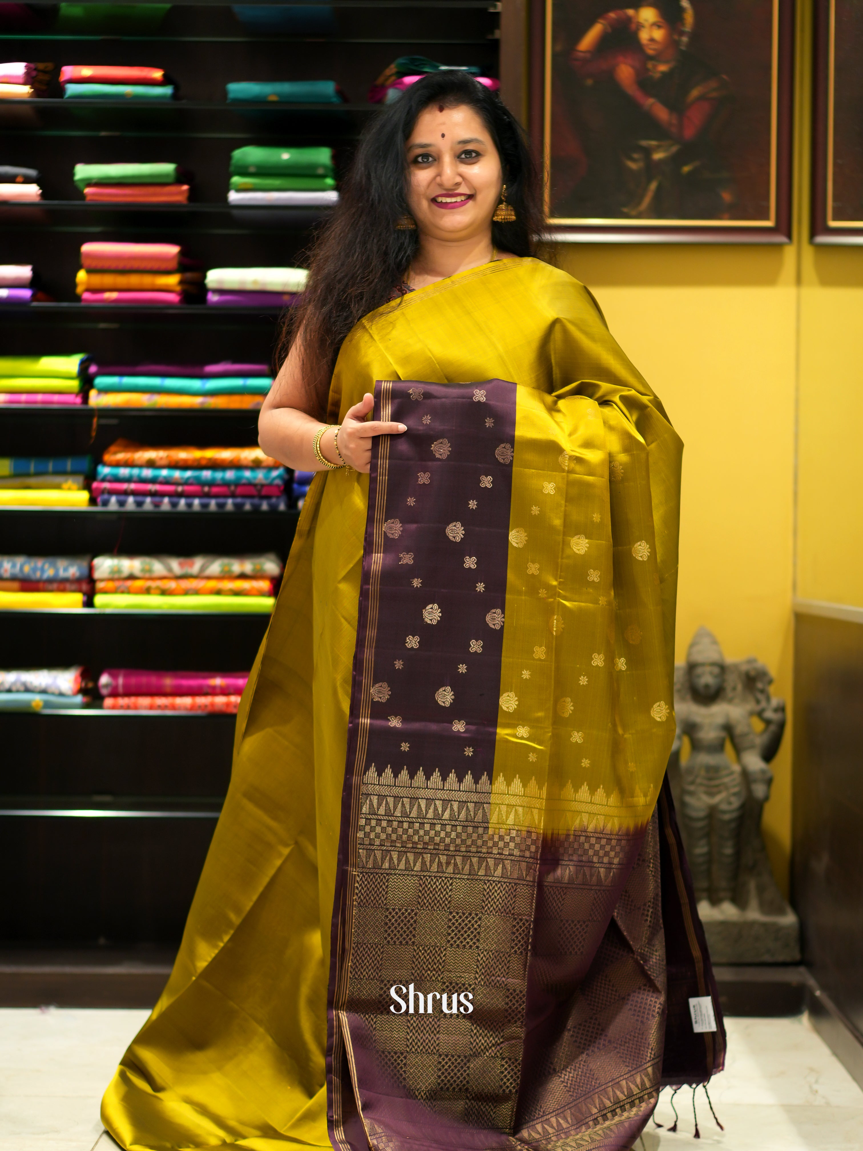 Green & Violet - Soft Silk Saree - Shop on ShrusEternity.com