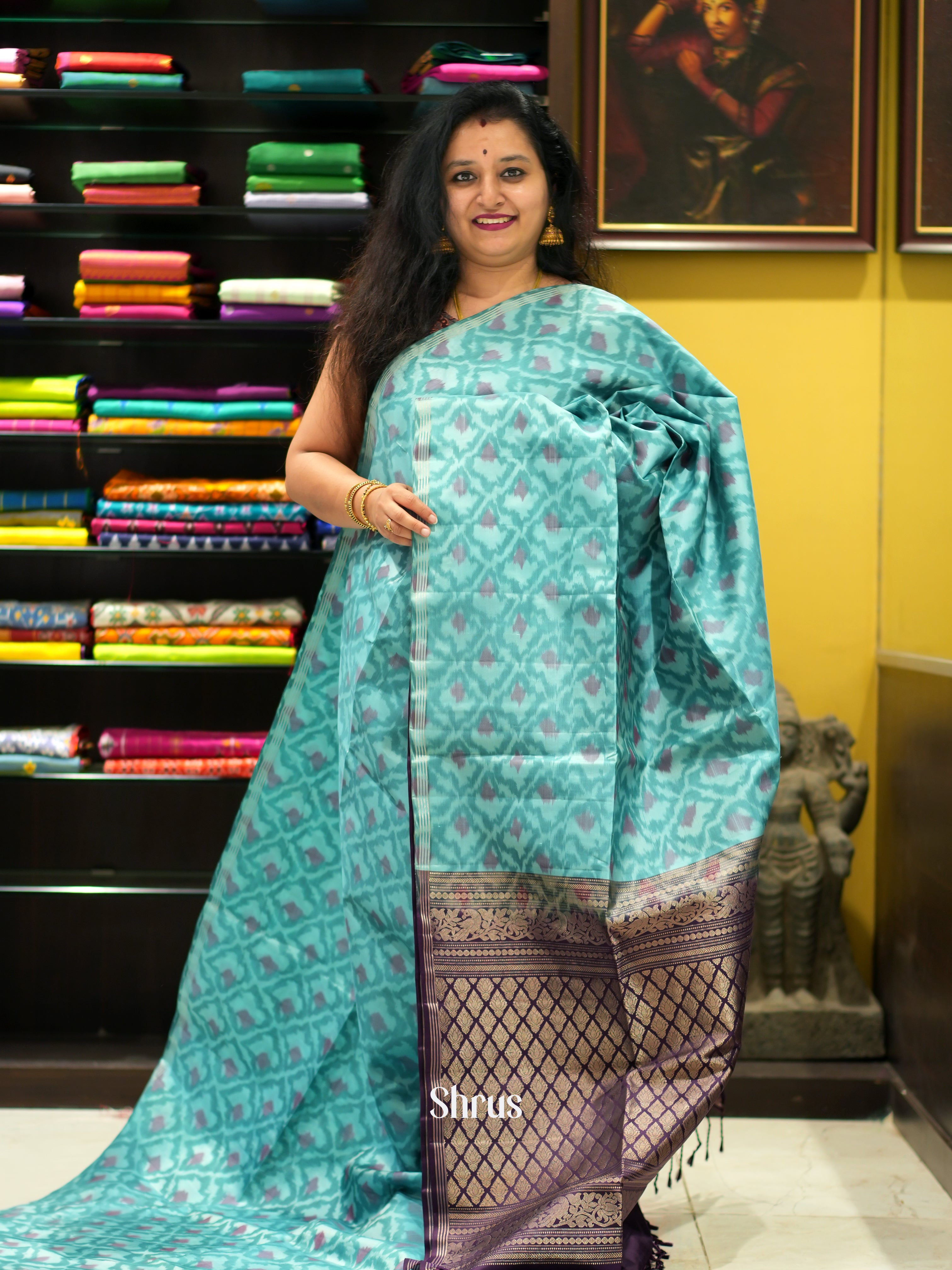 Blue & Violet - Soft Silk Saree - Shop on ShrusEternity.com