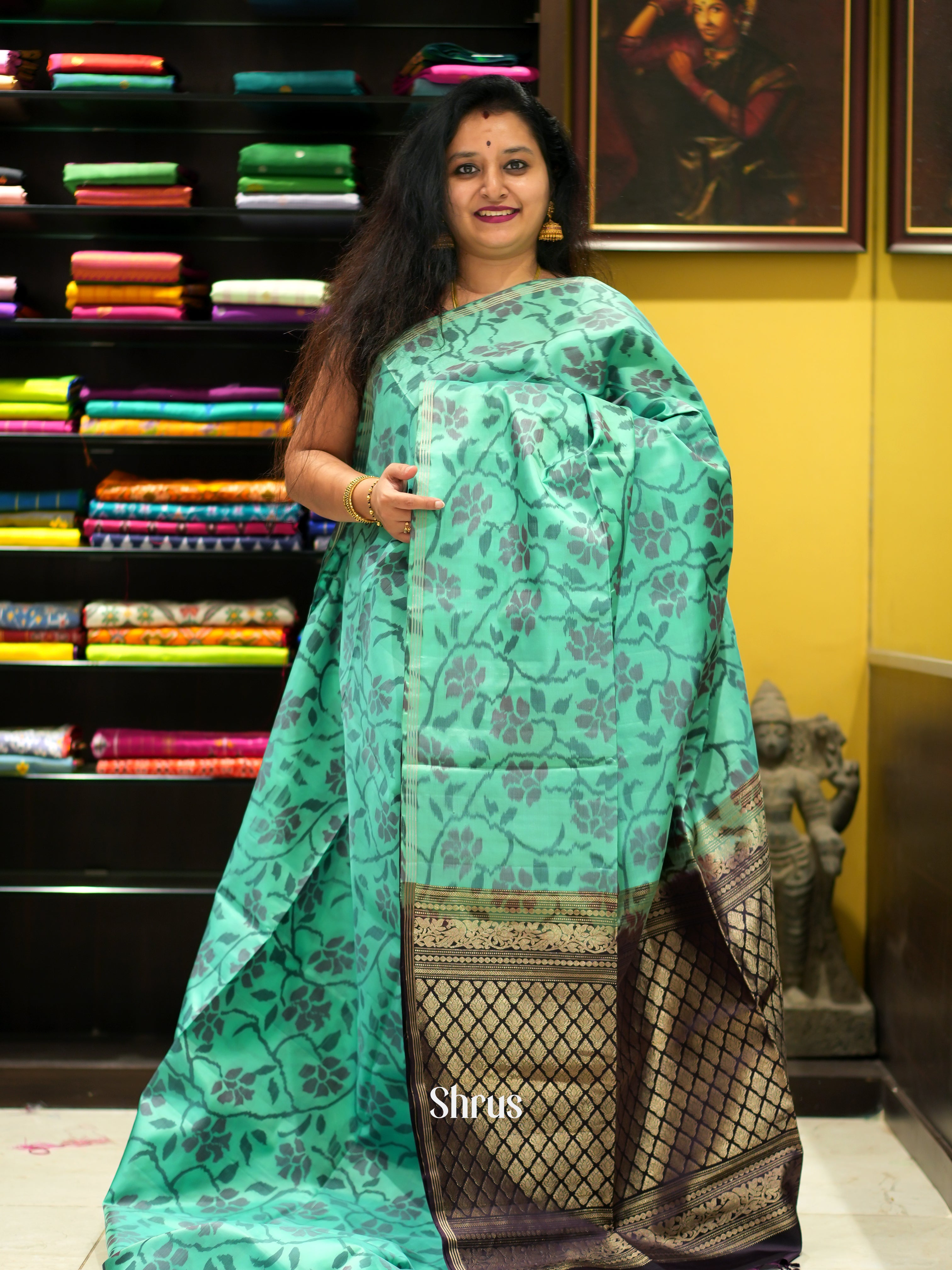 Teal Green & Purple - Soft Silk saree - Shop on ShrusEternity.com
