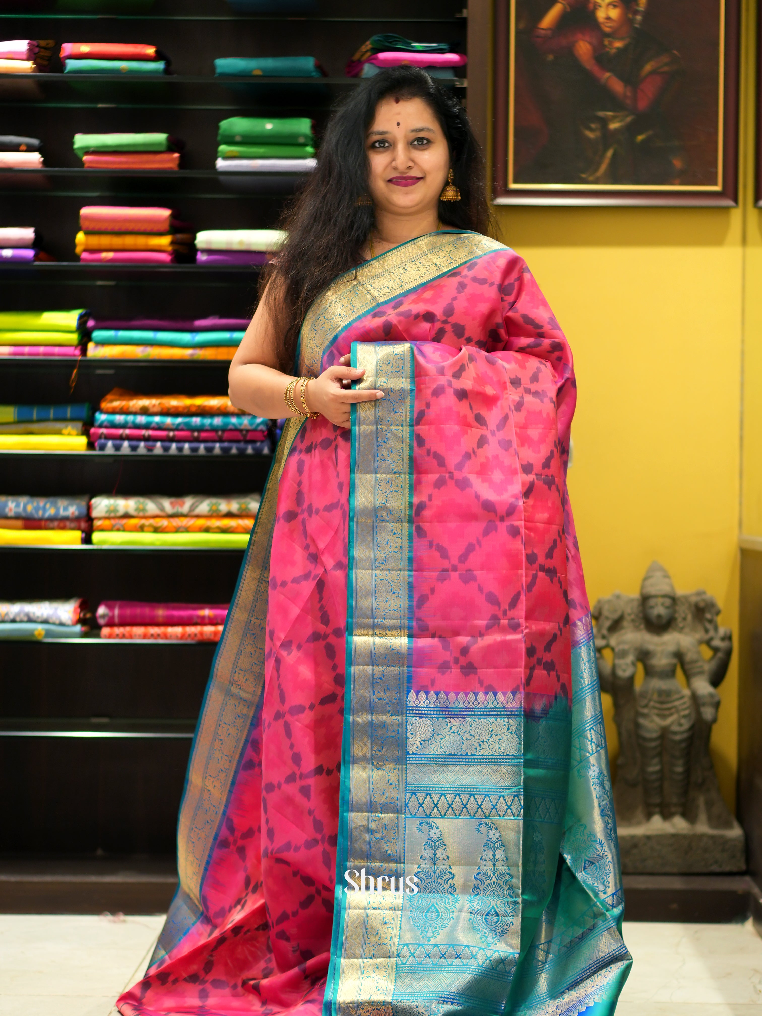 Pink & Teal - Soft Silk Saree - Shop on ShrusEternity.com