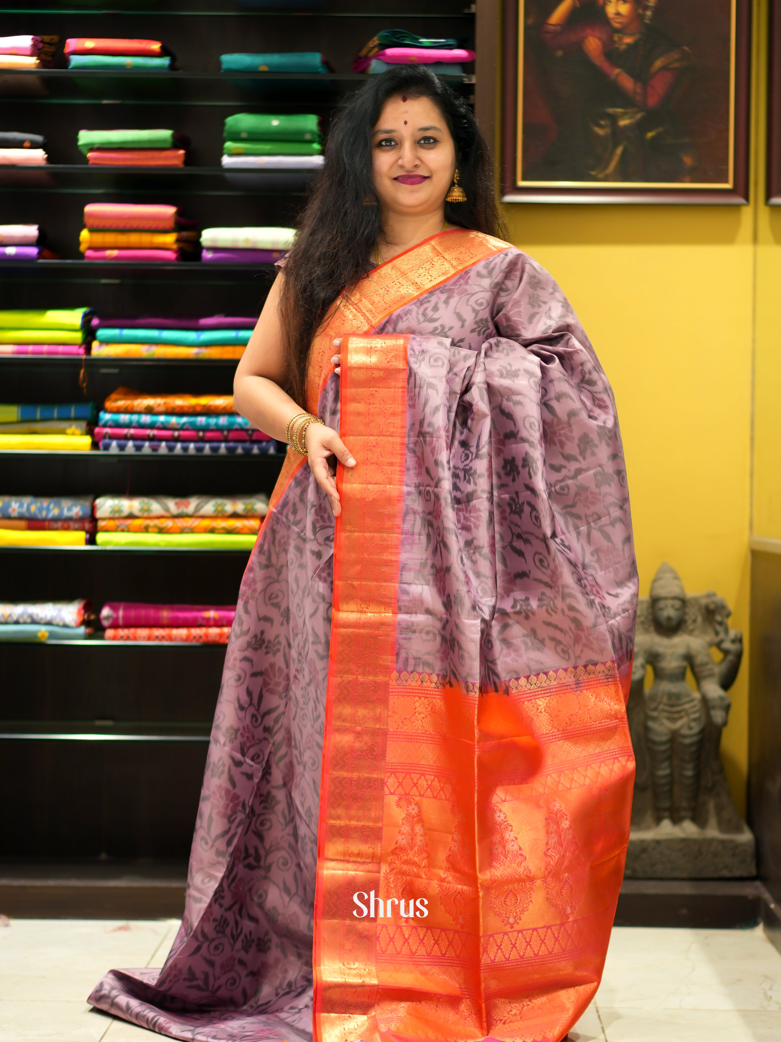Purple & Red - Soft Silk Saree - Shop on ShrusEternity.com
