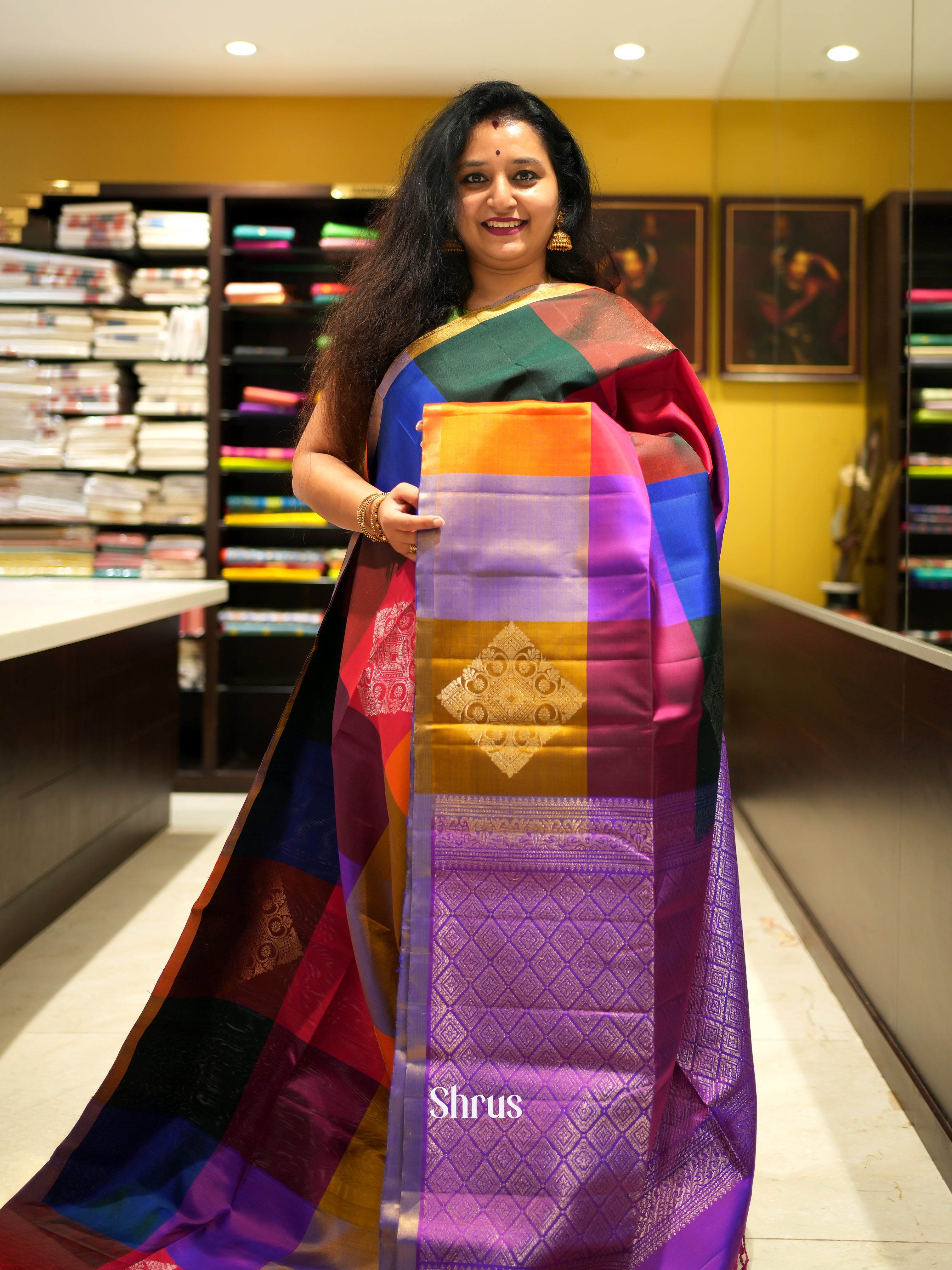 Multicolor & Purple - Soft Silk Saree - Shop on ShrusEternity.com
