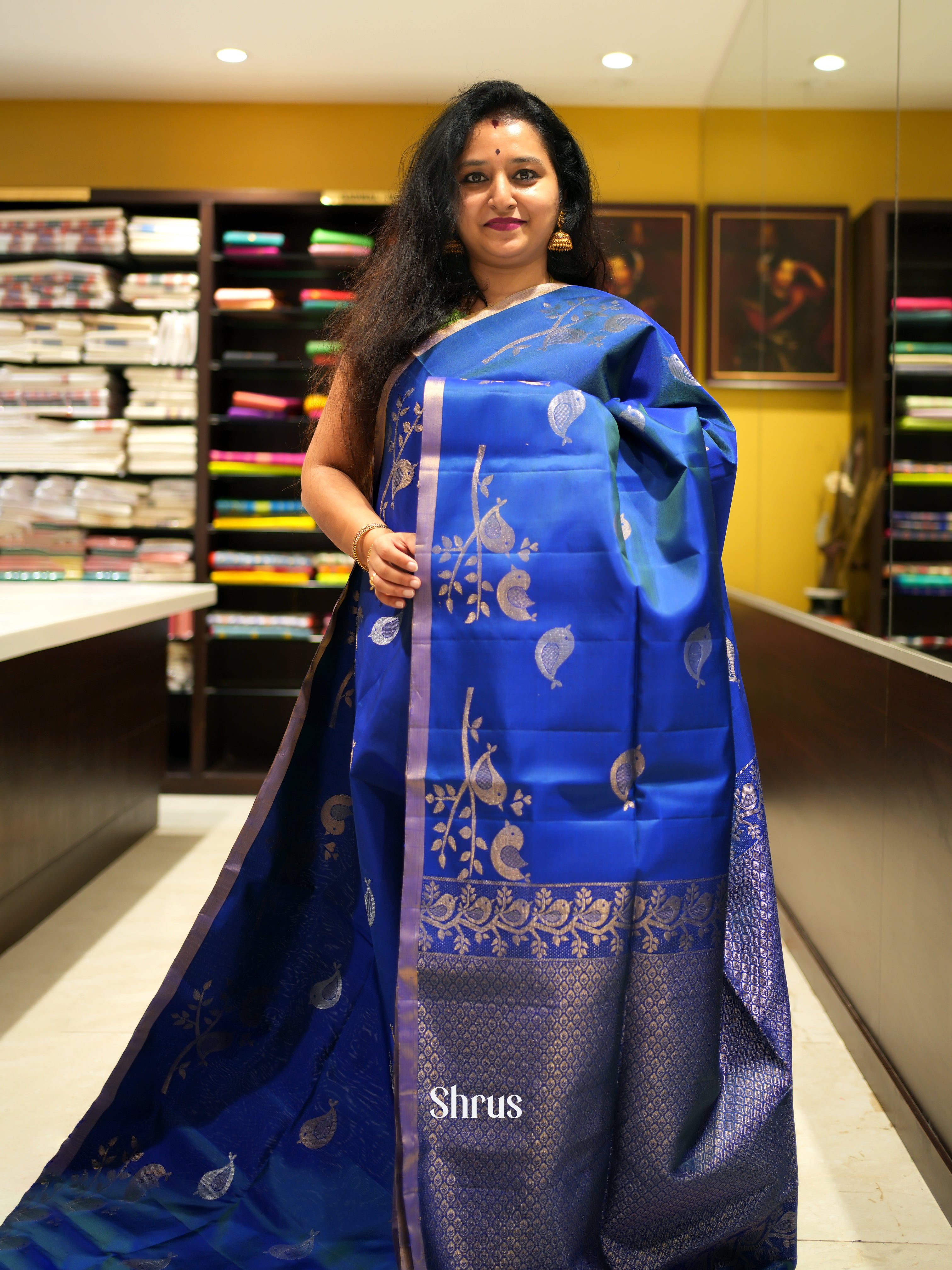 Blue(Single Tone) - Soft Silk Saree - Shop on ShrusEternity.com