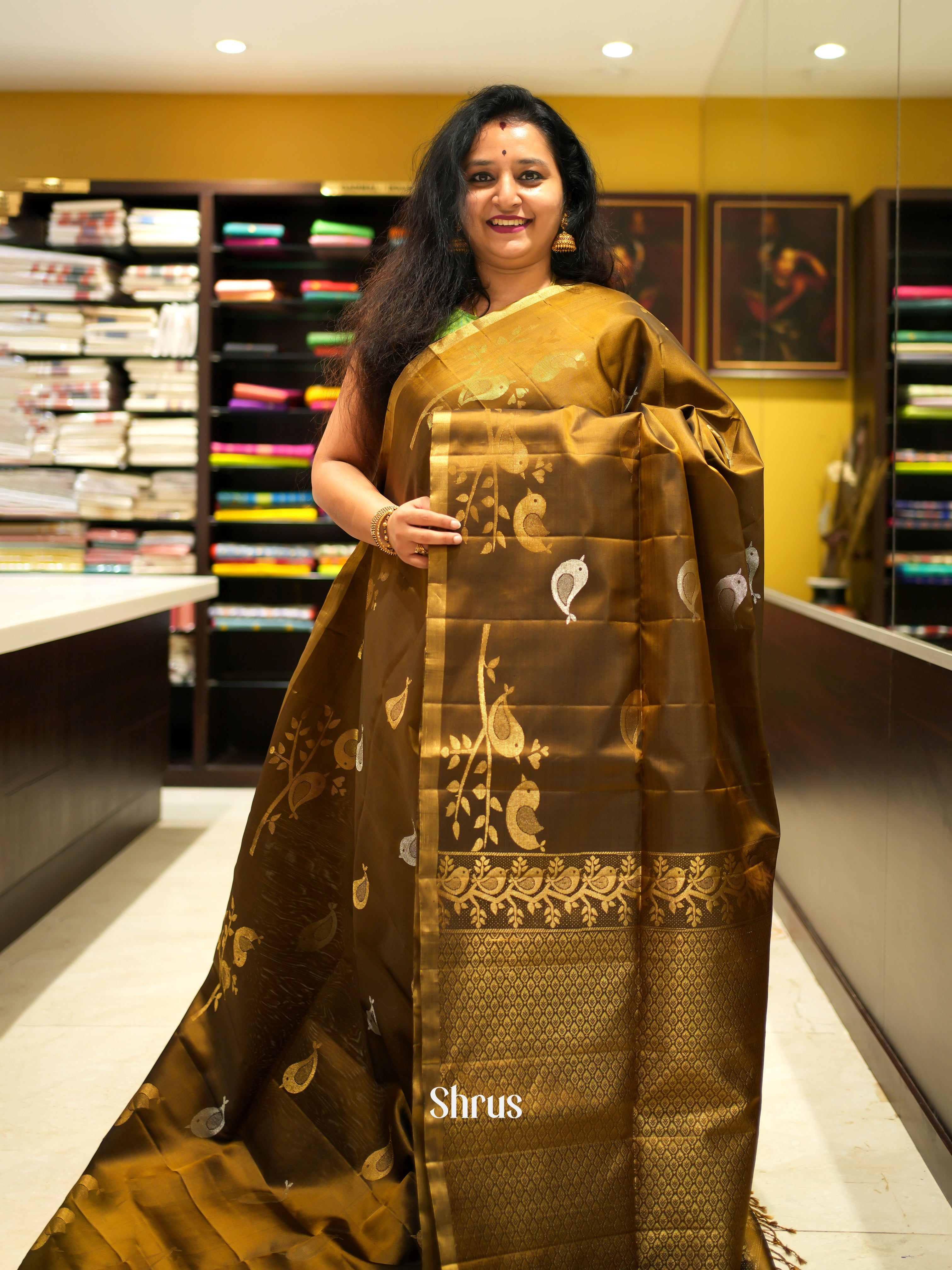 Mehandi(Single Tone) - Soft Silk Saree - Shop on ShrusEternity.com