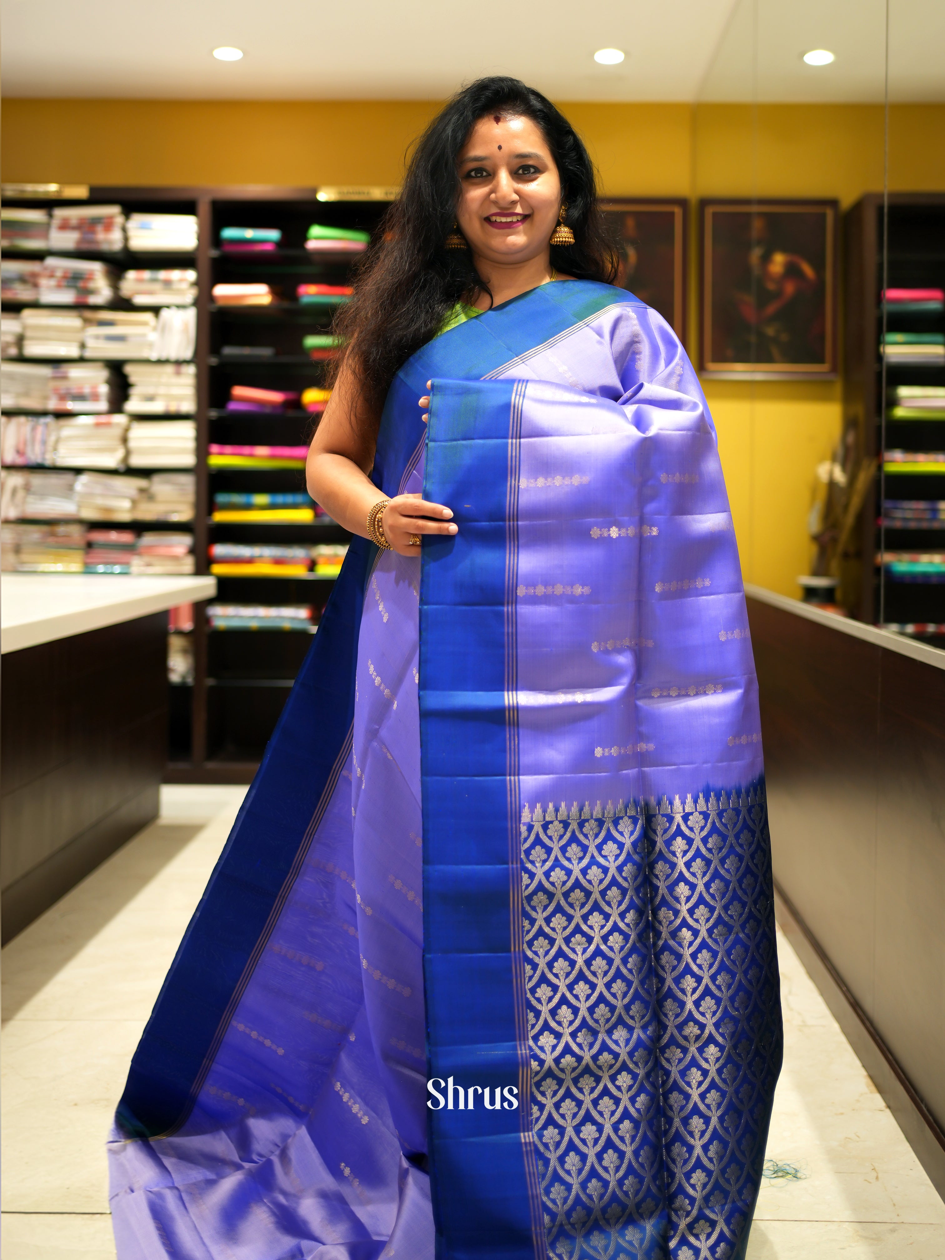 Lavender & Blue - Soft Silk Saree - Shop on ShrusEternity.com