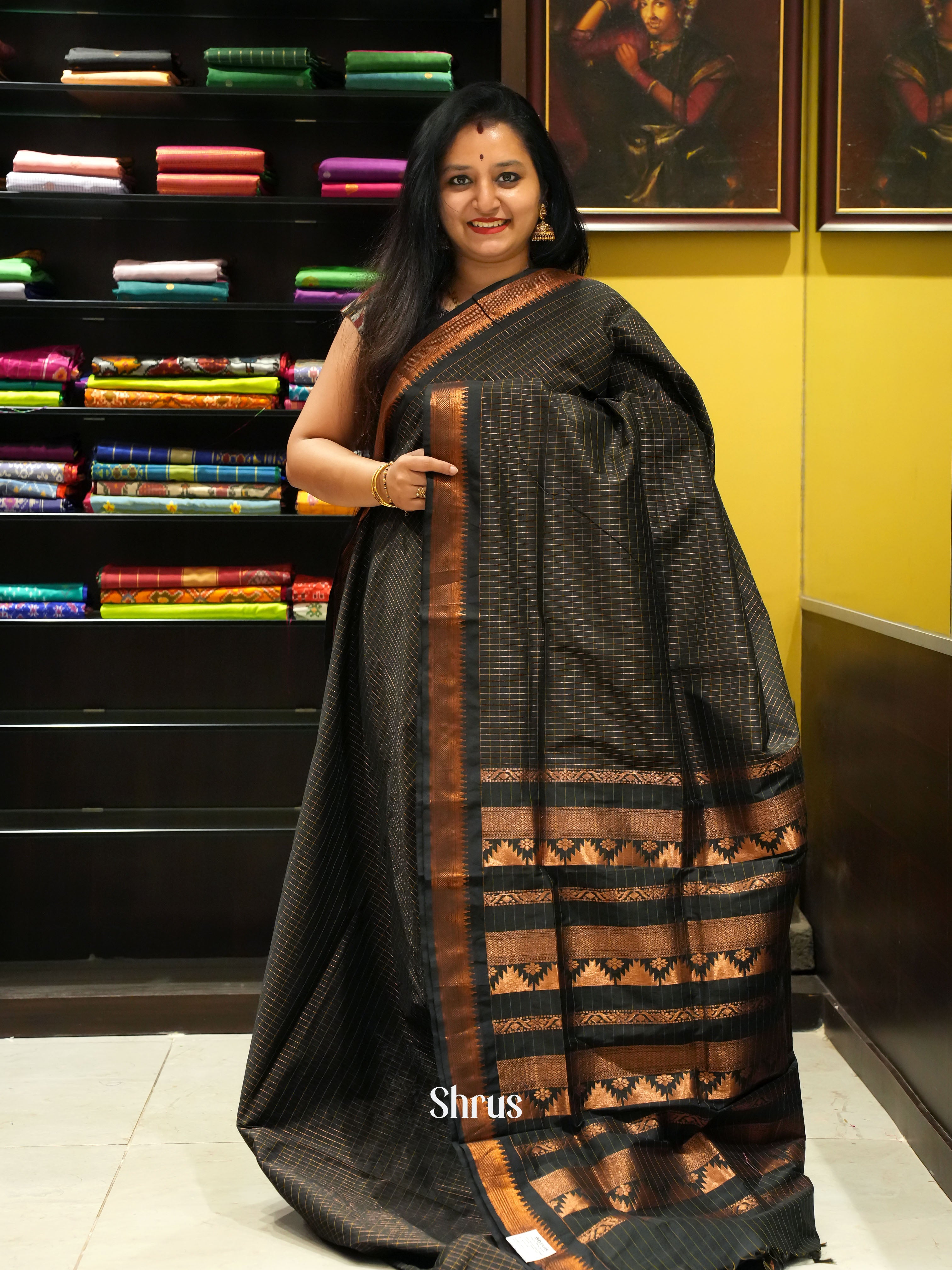 Black(Single Tone)- Kalyani Cotton Saree - Shop on ShrusEternity.com
