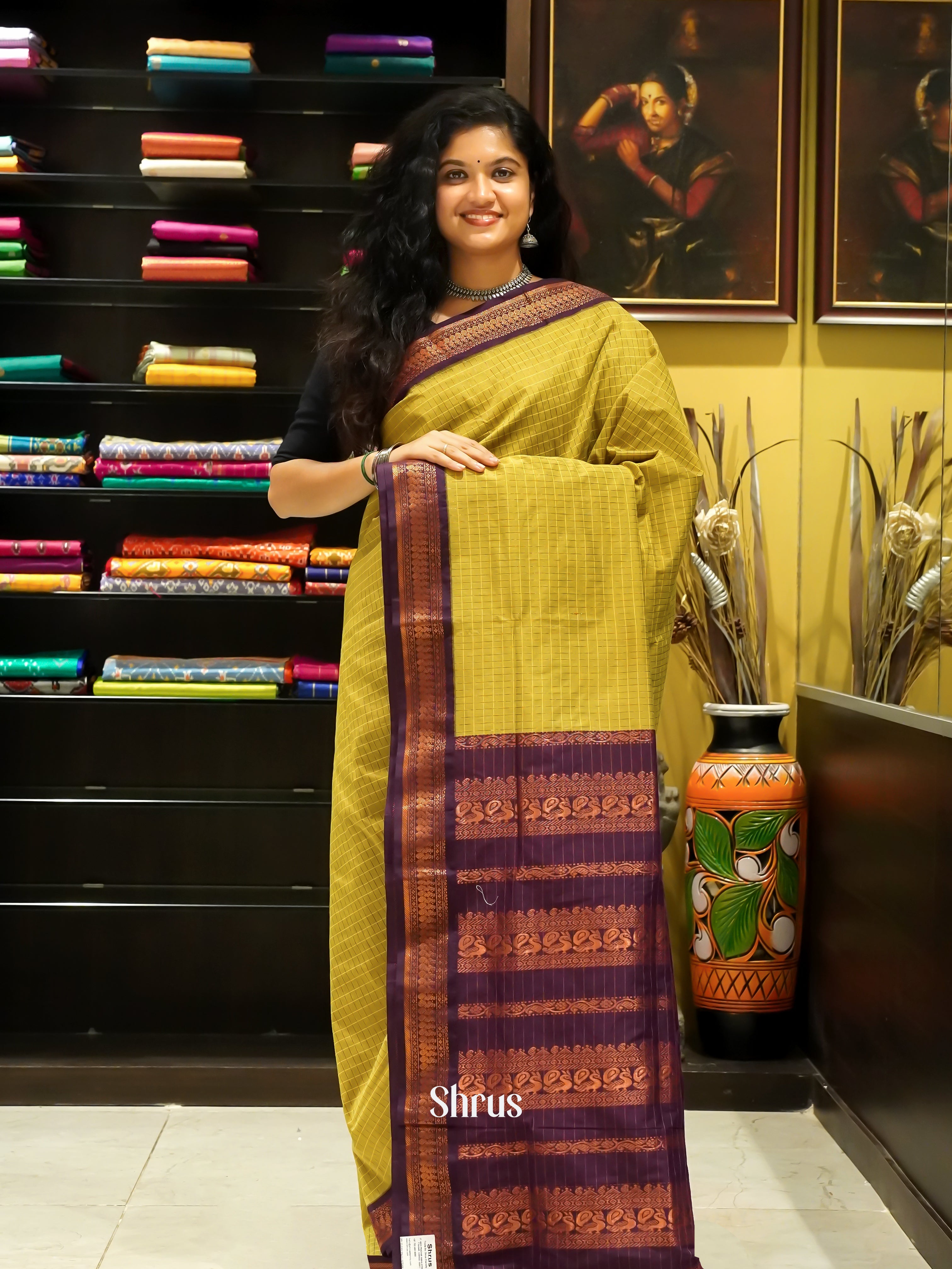Green & Purple - Kalyani Cotton Saree - Shop on ShrusEternity.com