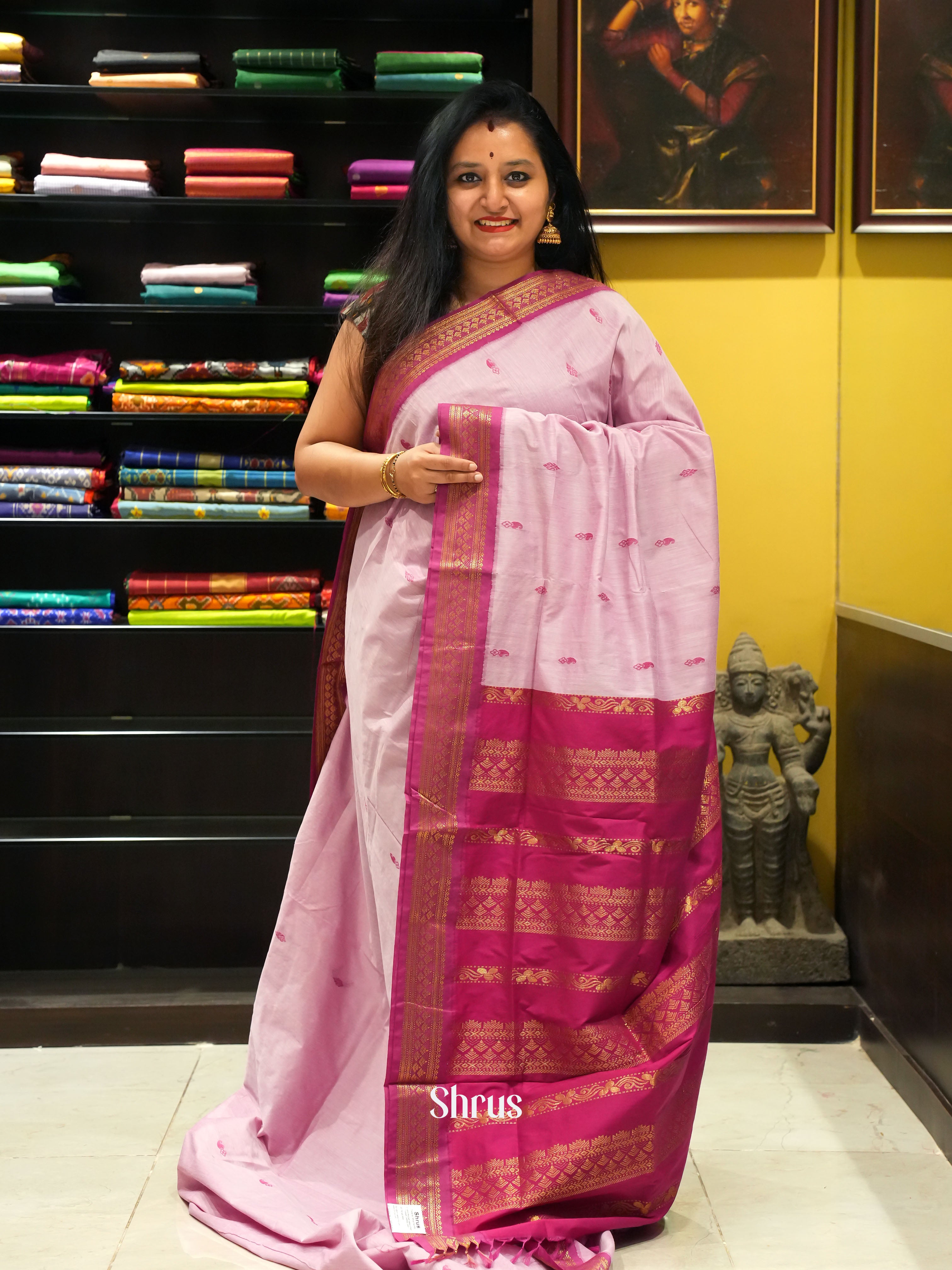 Pink & Majenta - Kalyani Cotton Saree - Shop on ShrusEternity.com