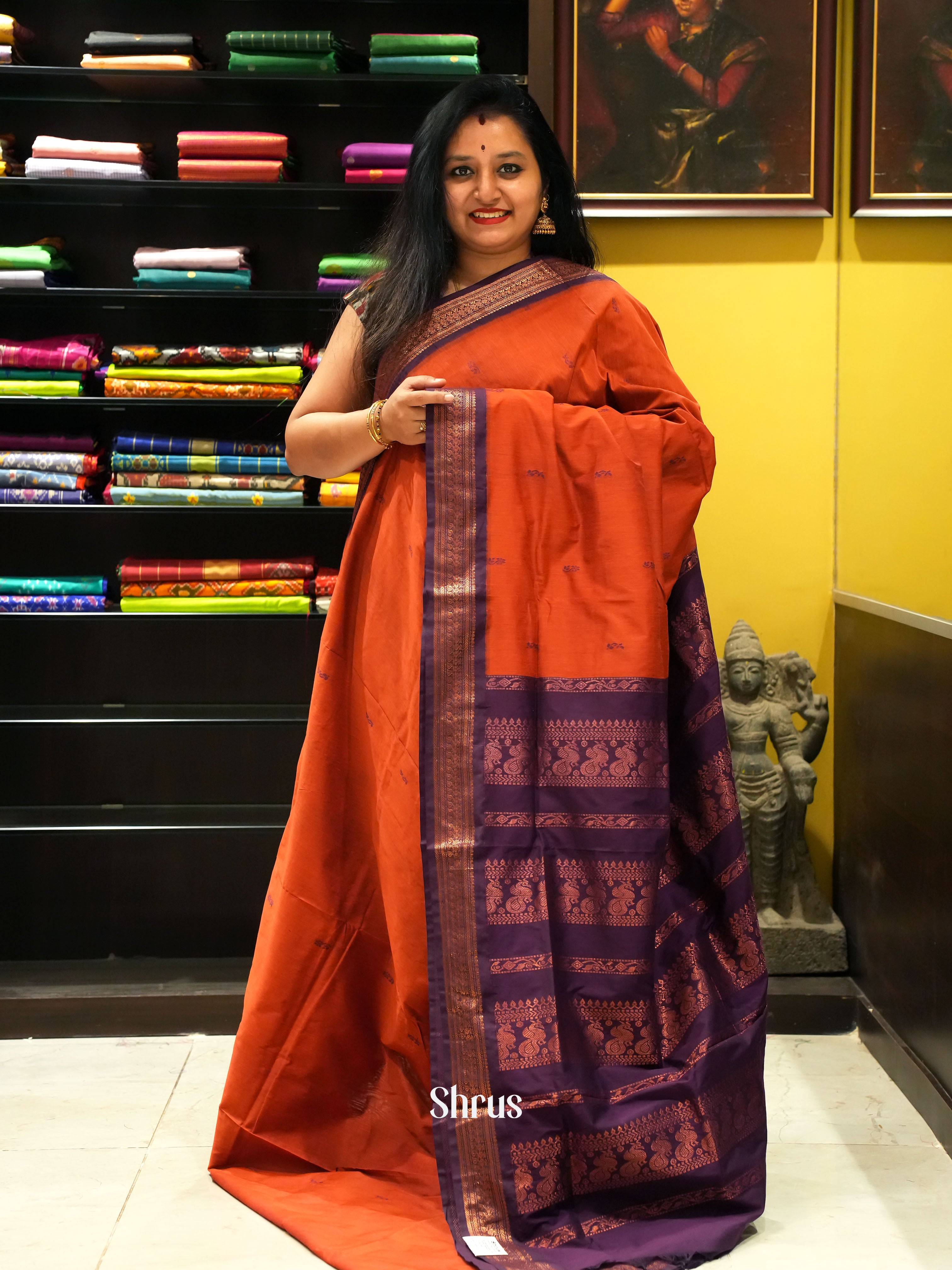 Brick & Violet - Kalyani Cotton Saree - Shop on ShrusEternity.com