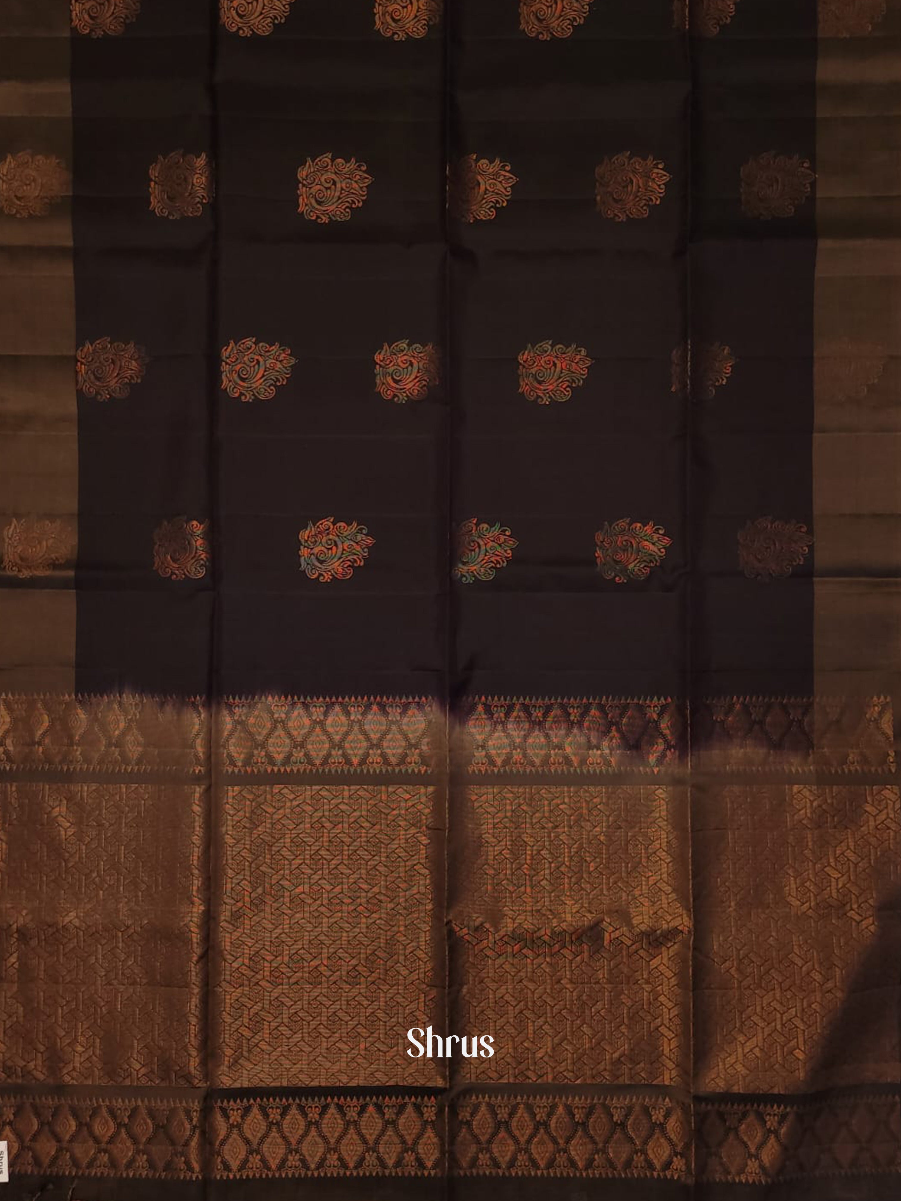 Brown - Soft silk-halfpure Saree - Shop on ShrusEternity.com