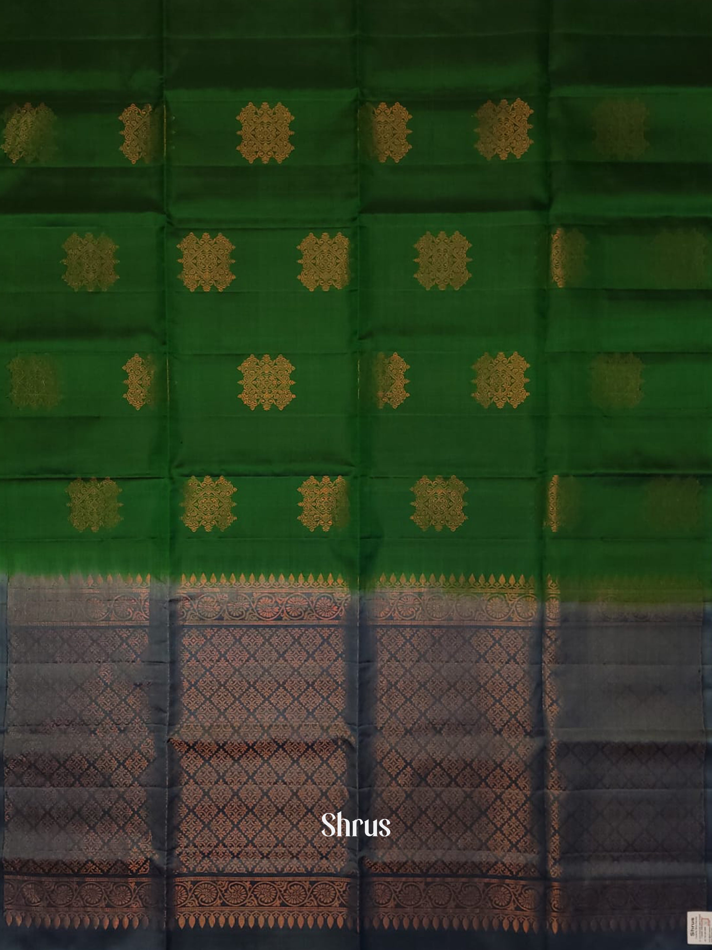 Green & Grey - Softsilk-halfpure Saree - Shop on ShrusEternity.com
