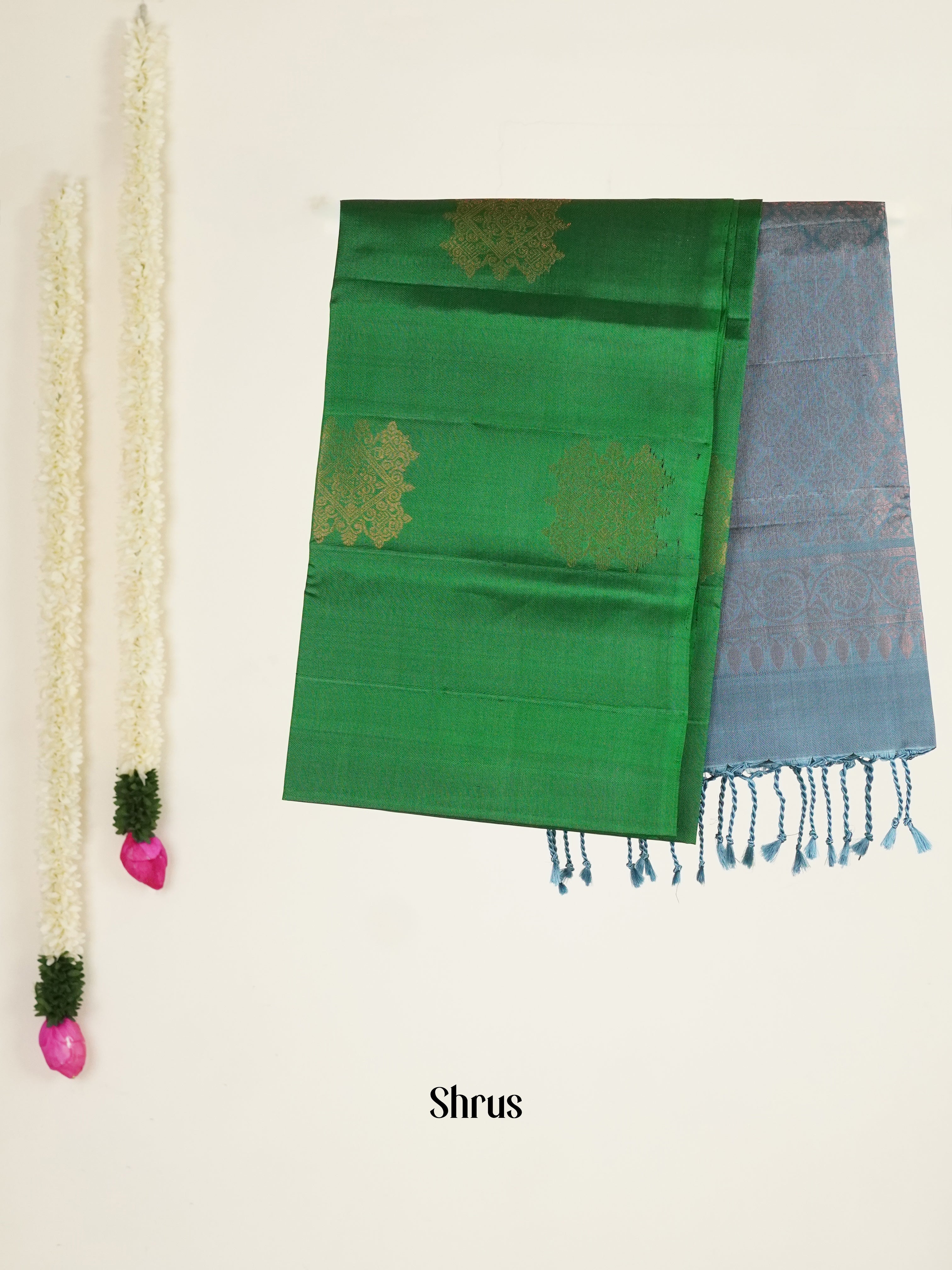 Green & Grey - Softsilk-halfpure Saree - Shop on ShrusEternity.com