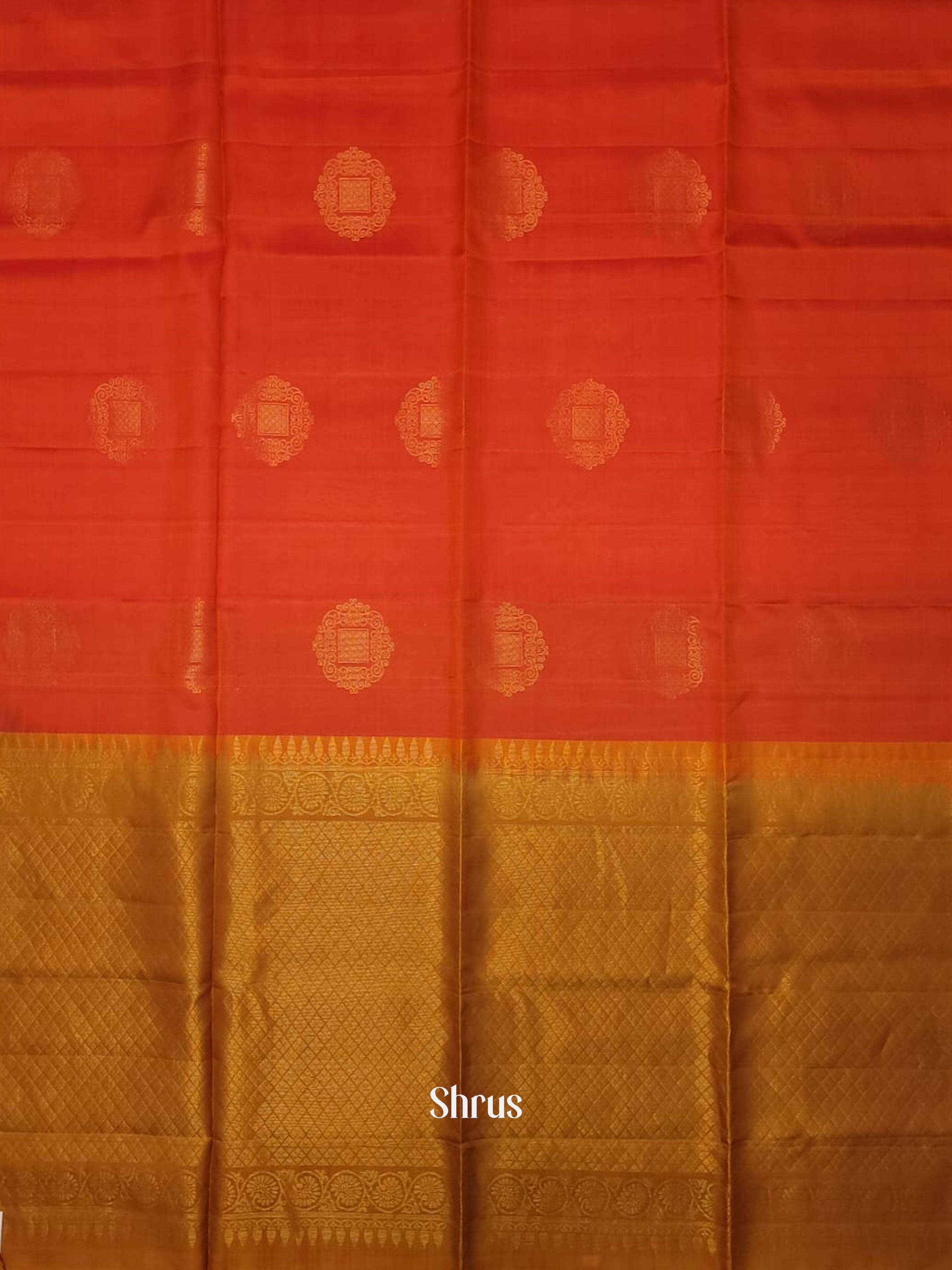 Orange & Mustard - Softsilk-halfpure Saree - Shop on ShrusEternity.com