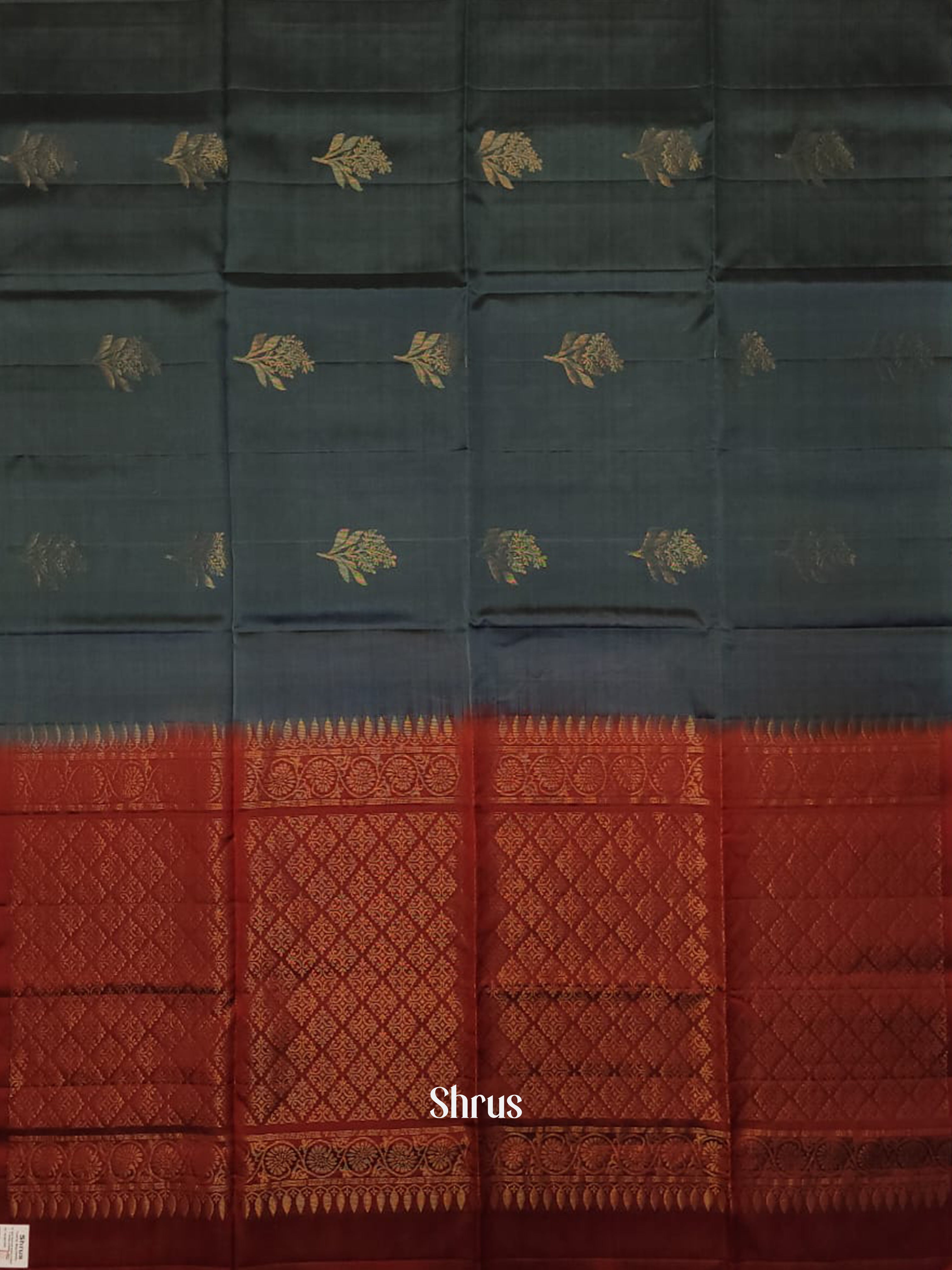 Grey & Maroon - Softsilk-halfpure Saree - Shop on ShrusEternity.com
