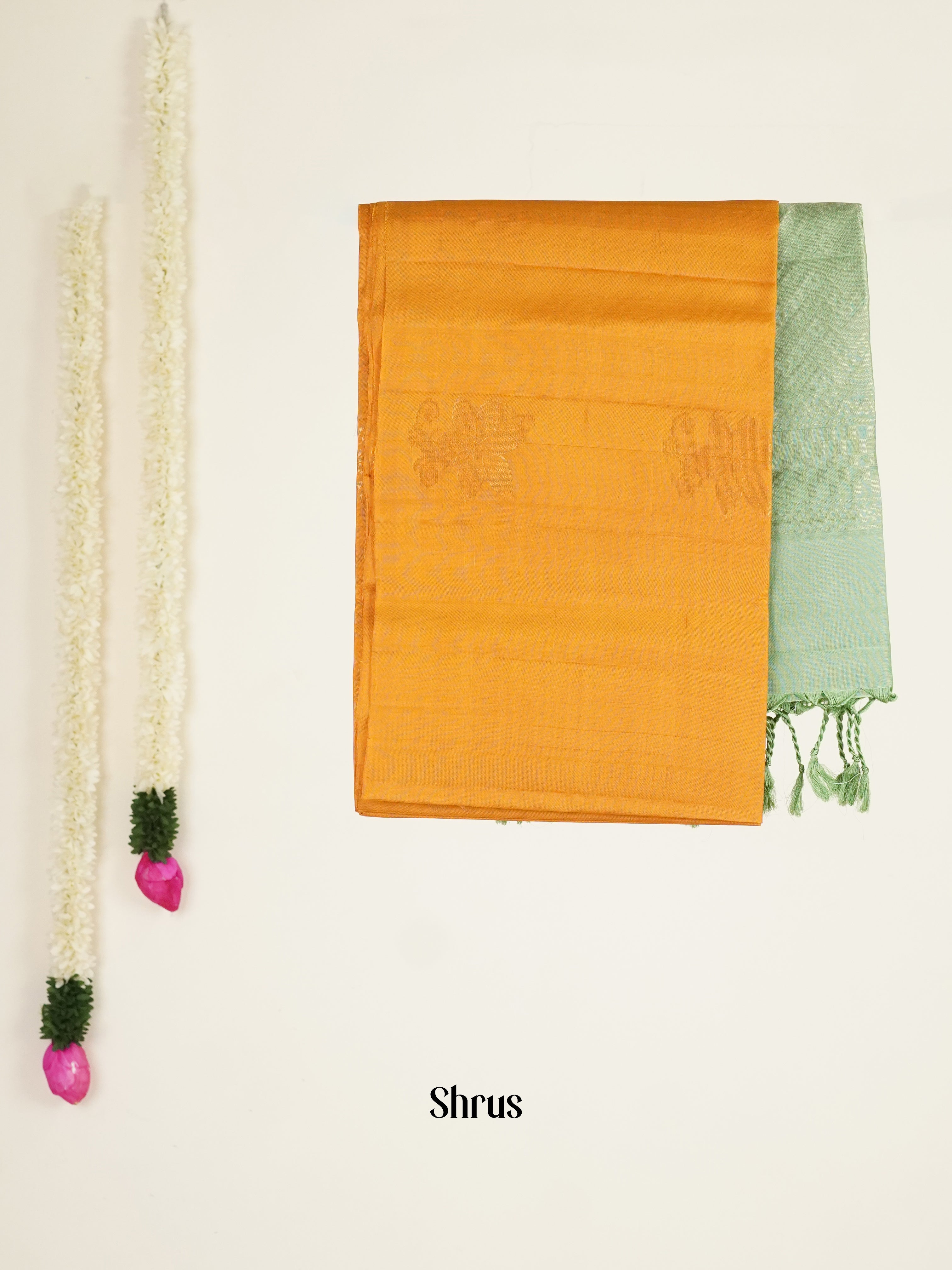Mustard & Pista Green - Soft silk-halfpure Saree - Shop on ShrusEternity.com