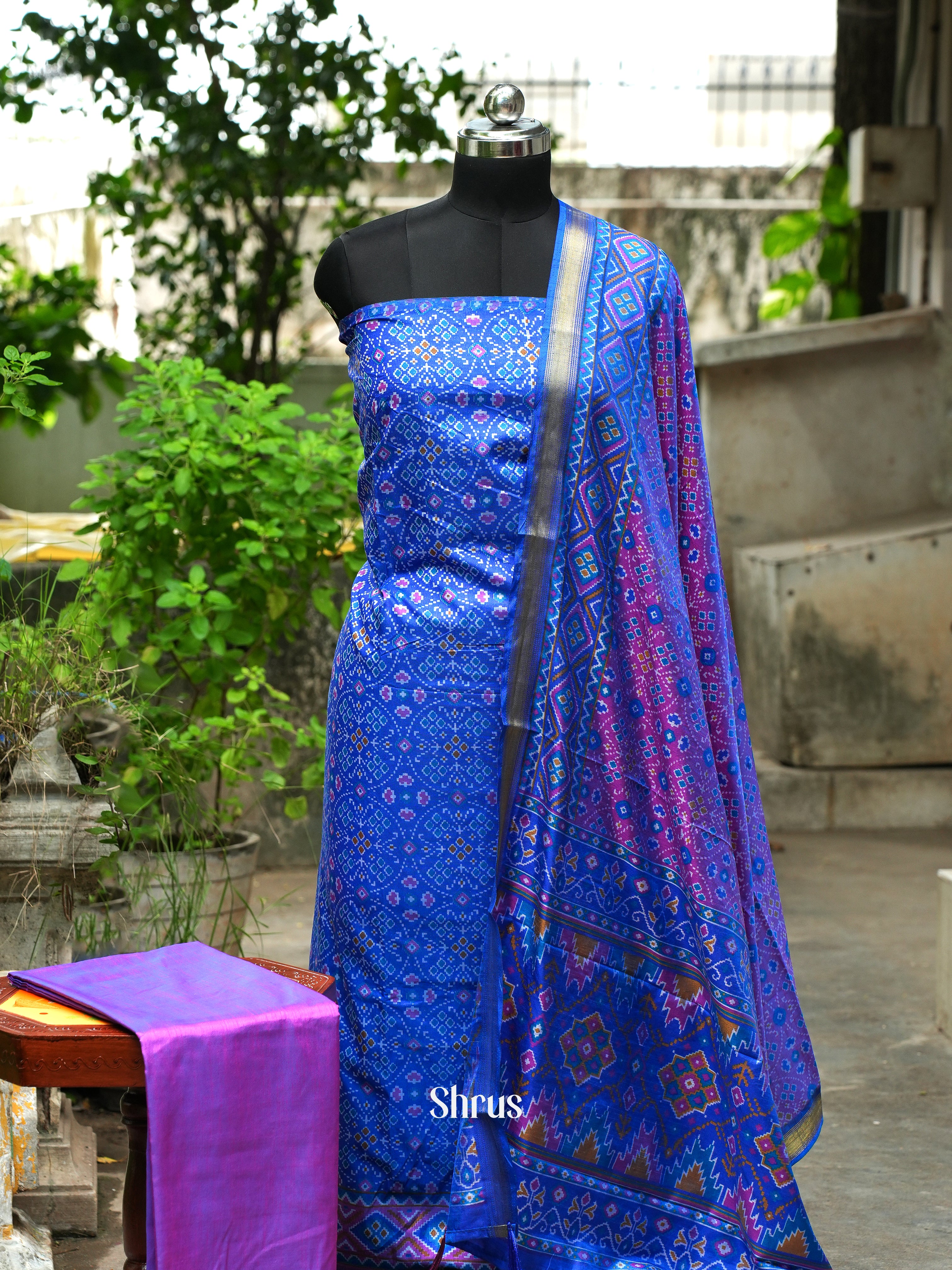 Blue & Purple - Semi patola salwar - Shop on ShrusEternity.com