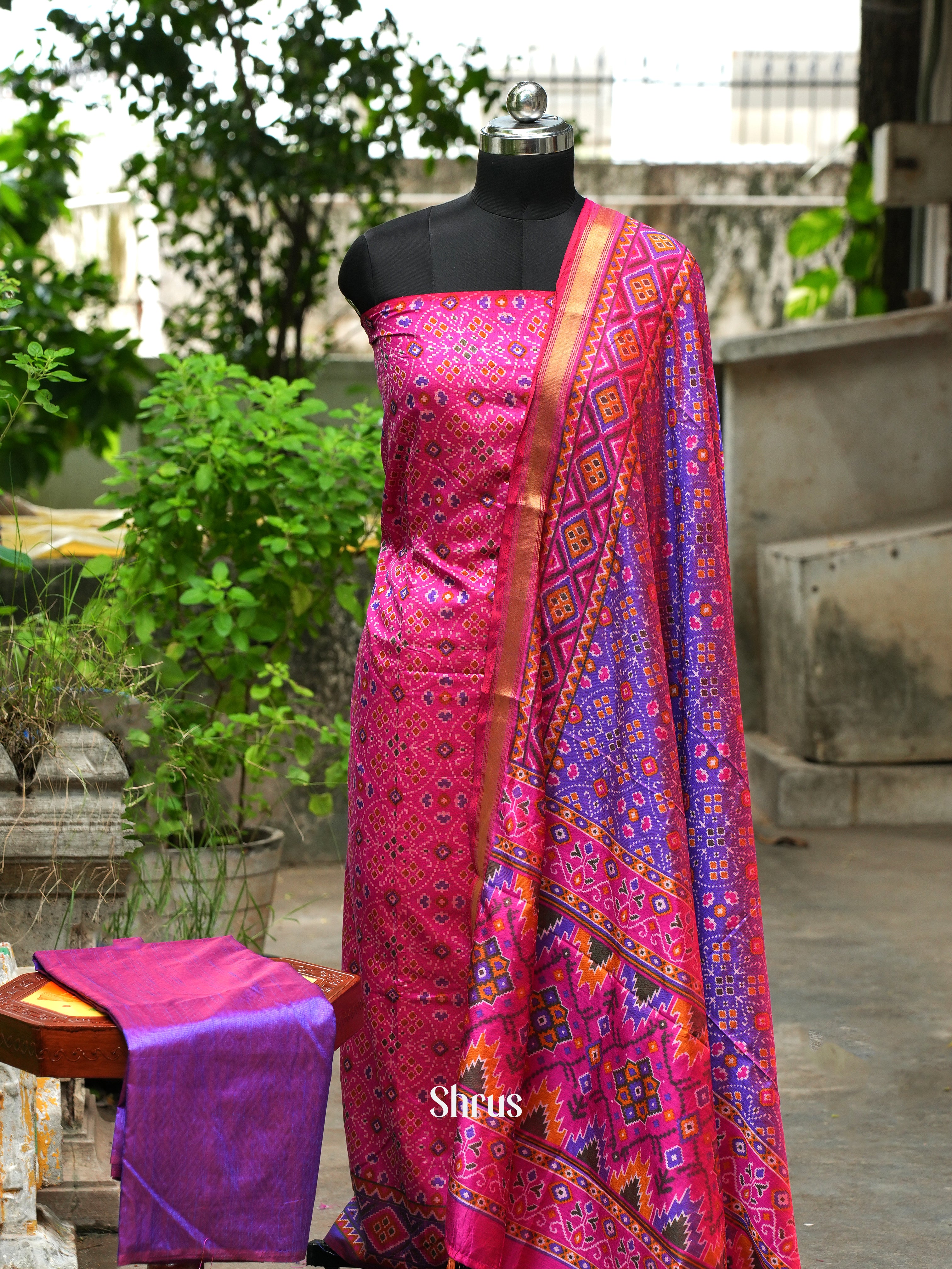 Pink & Purple - semi patola salwar - Shop on ShrusEternity.com