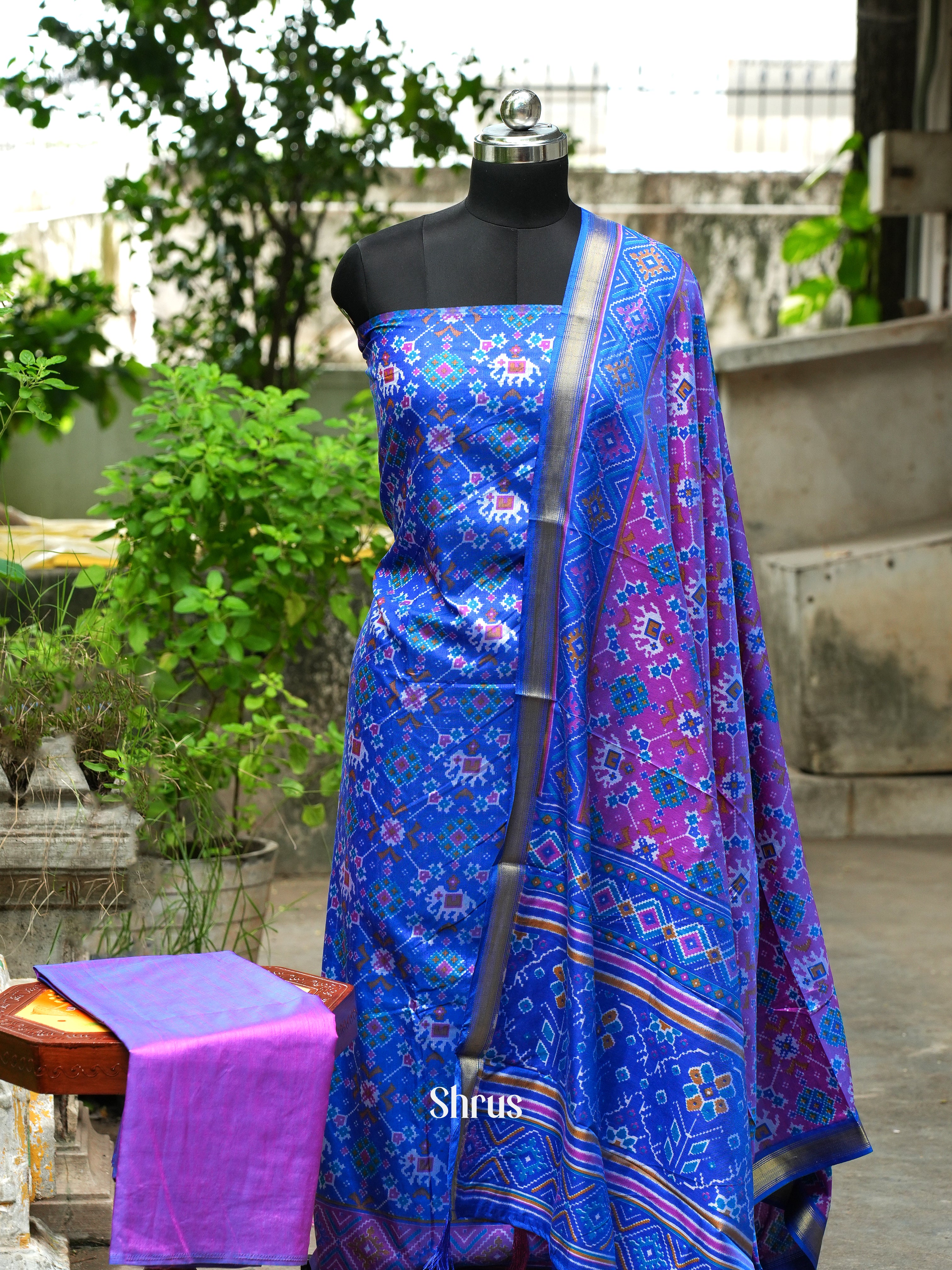 Blue & Purple - semi patola salwar - Shop on ShrusEternity.com