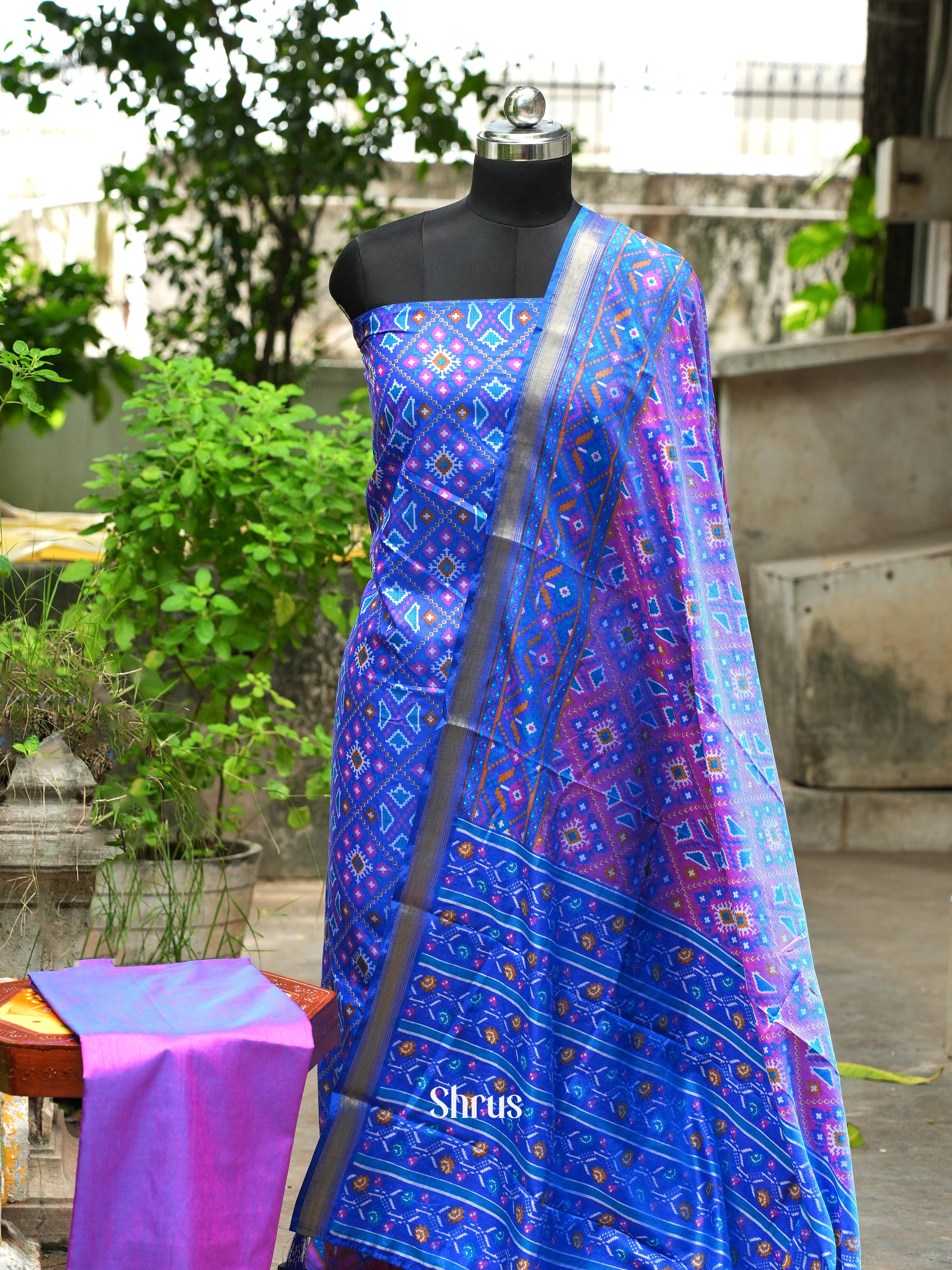 Blue & Purple - semi patola salwar - Shop on ShrusEternity.com