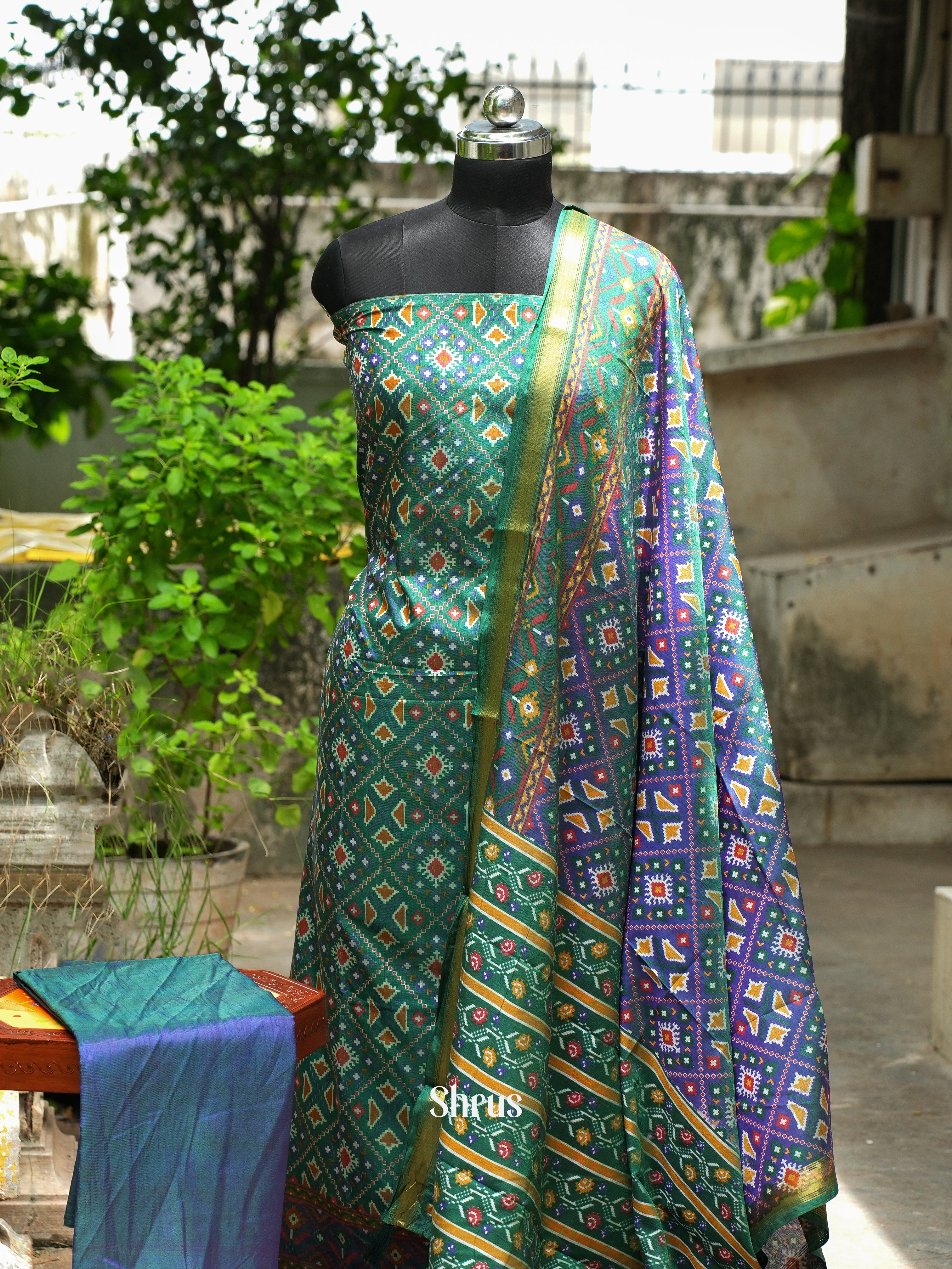 Green & Purple - semi patola salwar - Shop on ShrusEternity.com