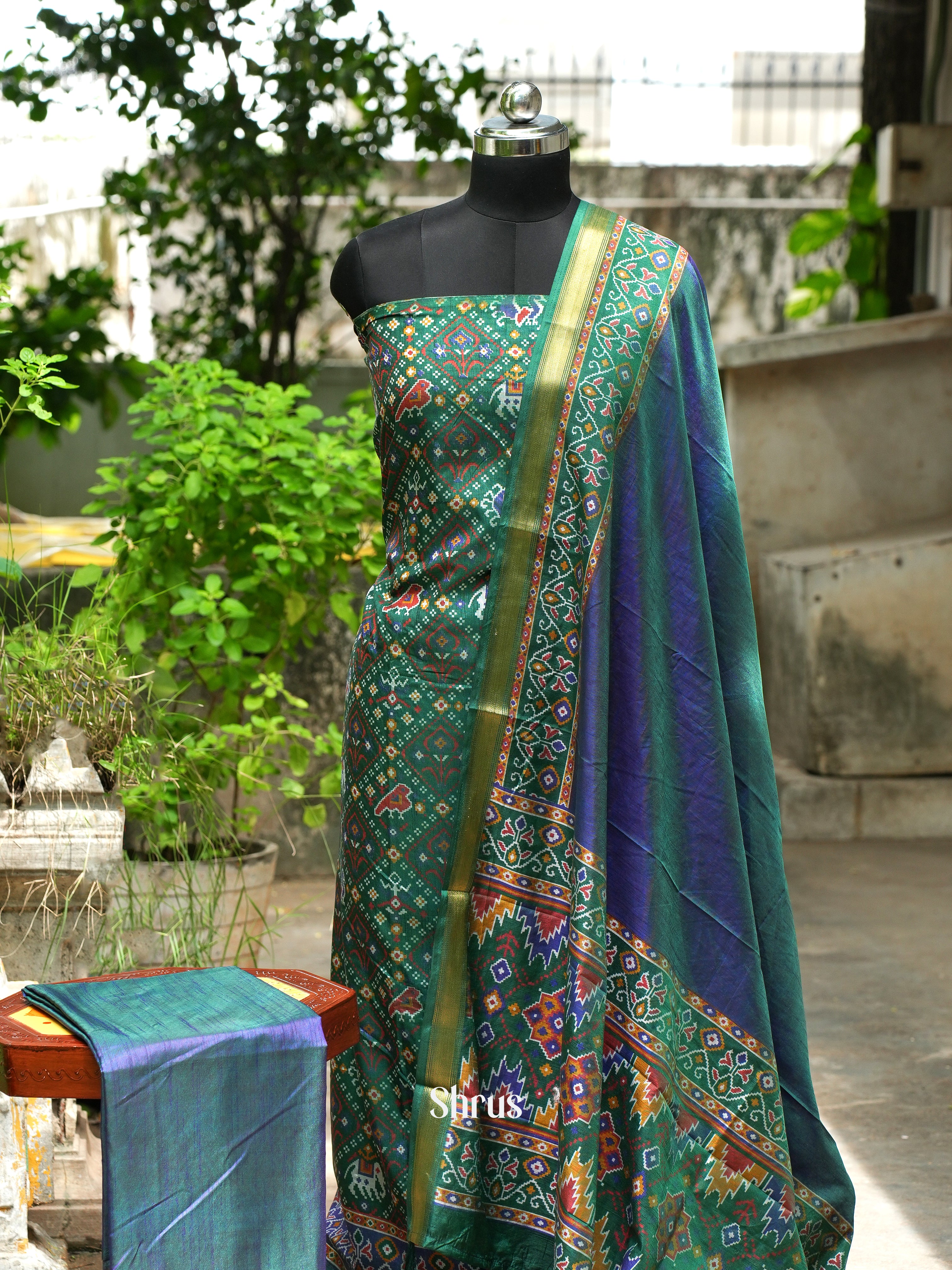 Green & Blue - semi patola salwar - Shop on ShrusEternity.com