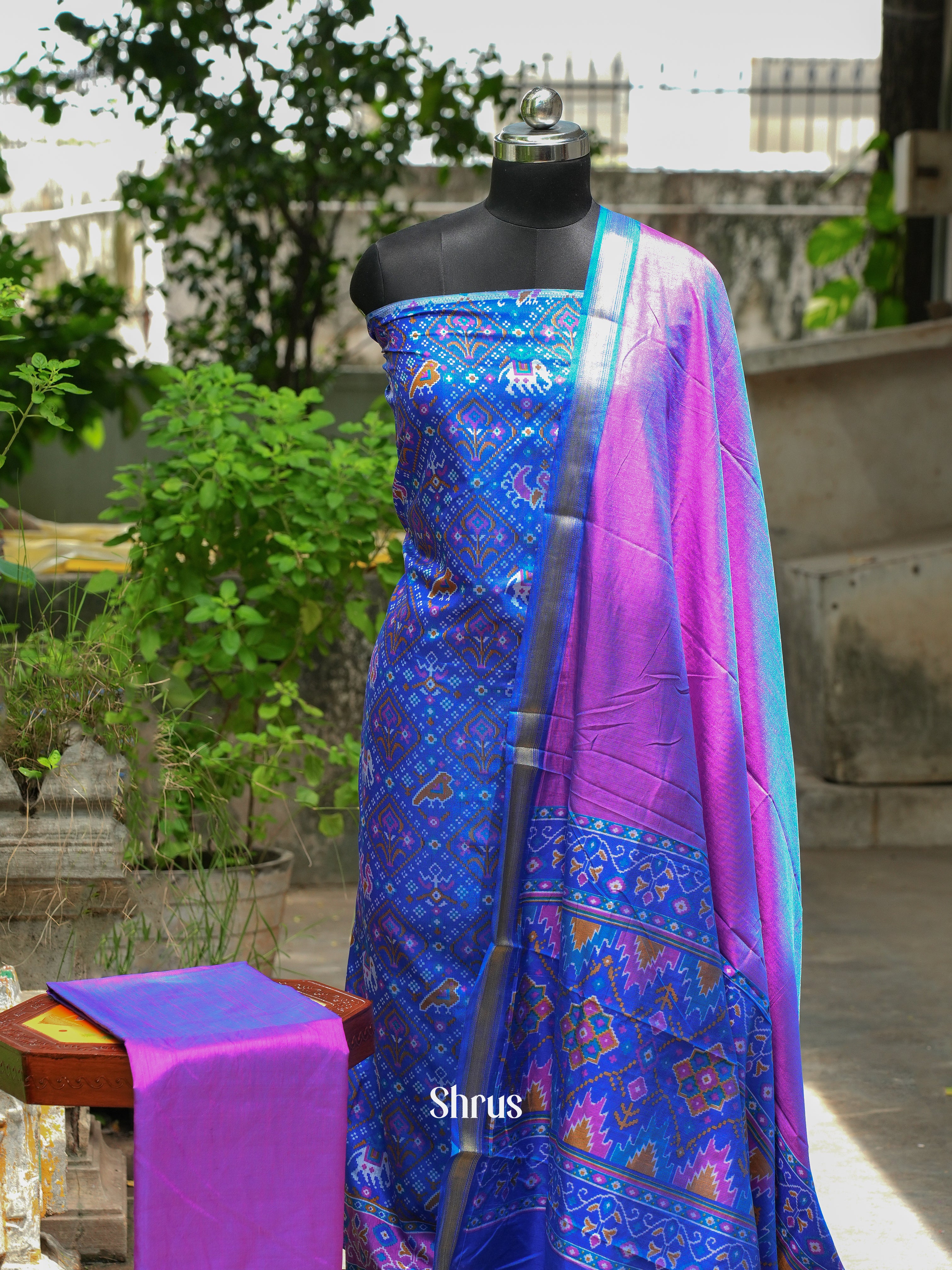 Blue & Purple - semi patola salwar - Shop on ShrusEternity.com