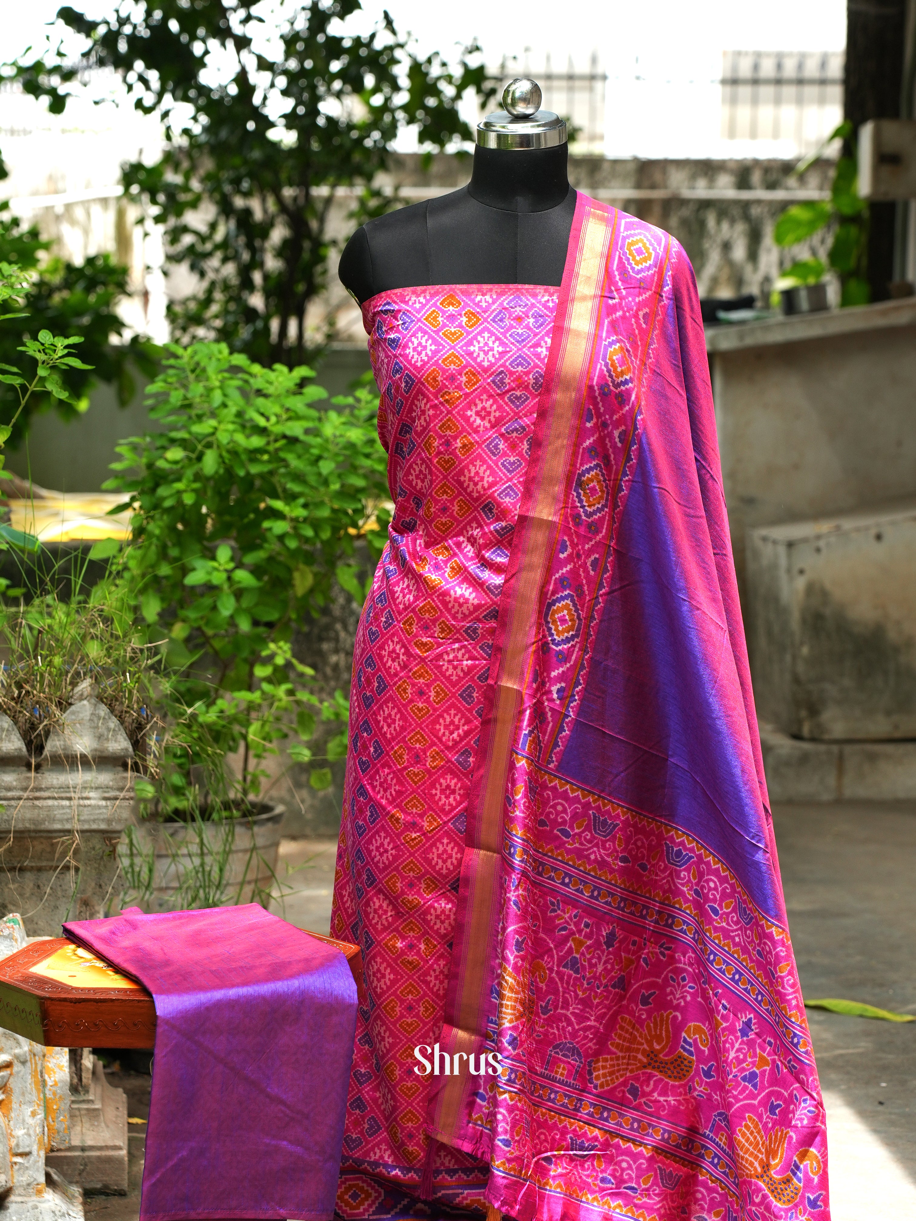 Pink & Purple - Semi patola salwar - Shop on ShrusEternity.com