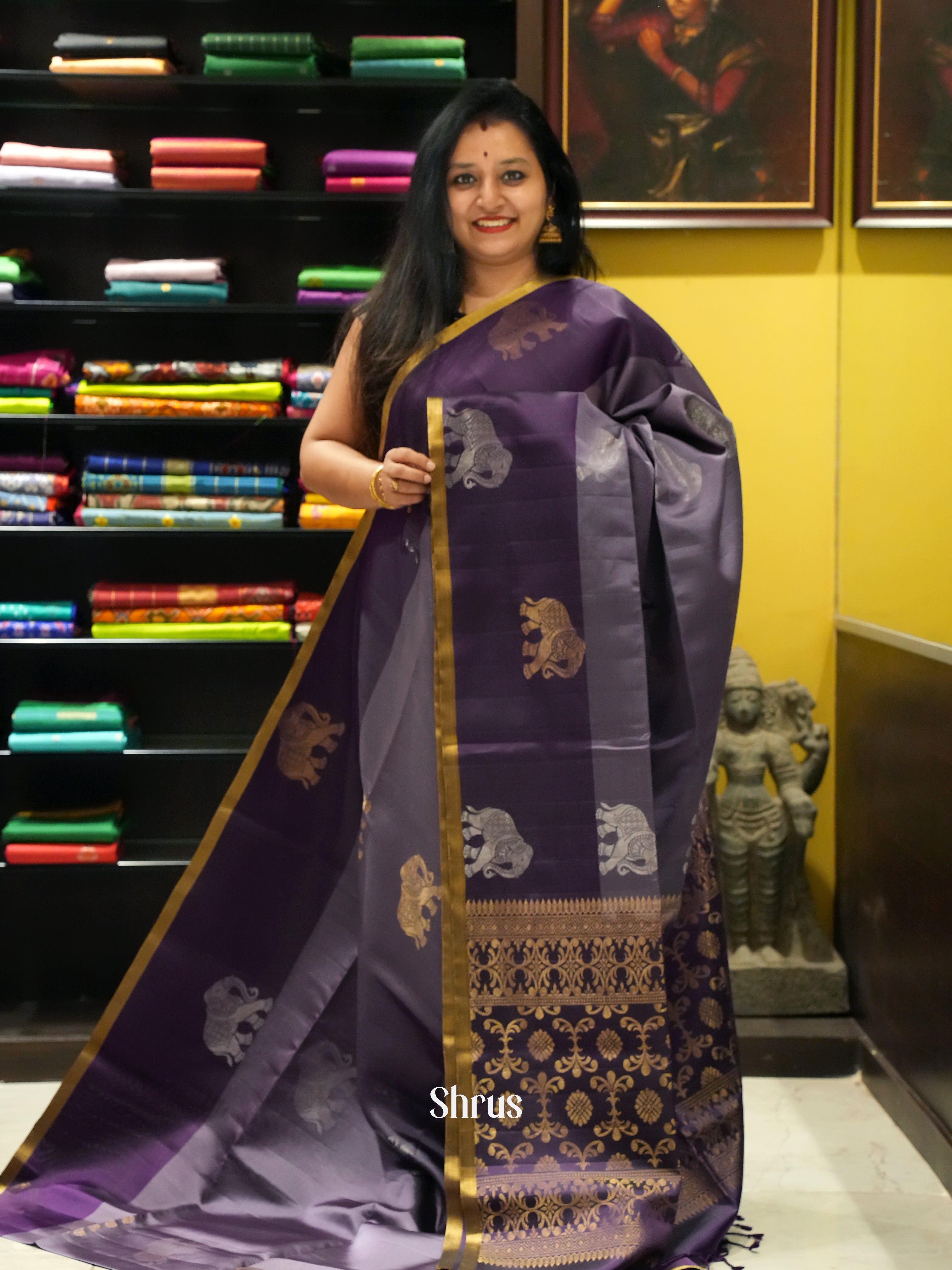 Violet(Single Tone) - Soft Silk Saree - Shop on ShrusEternity.com