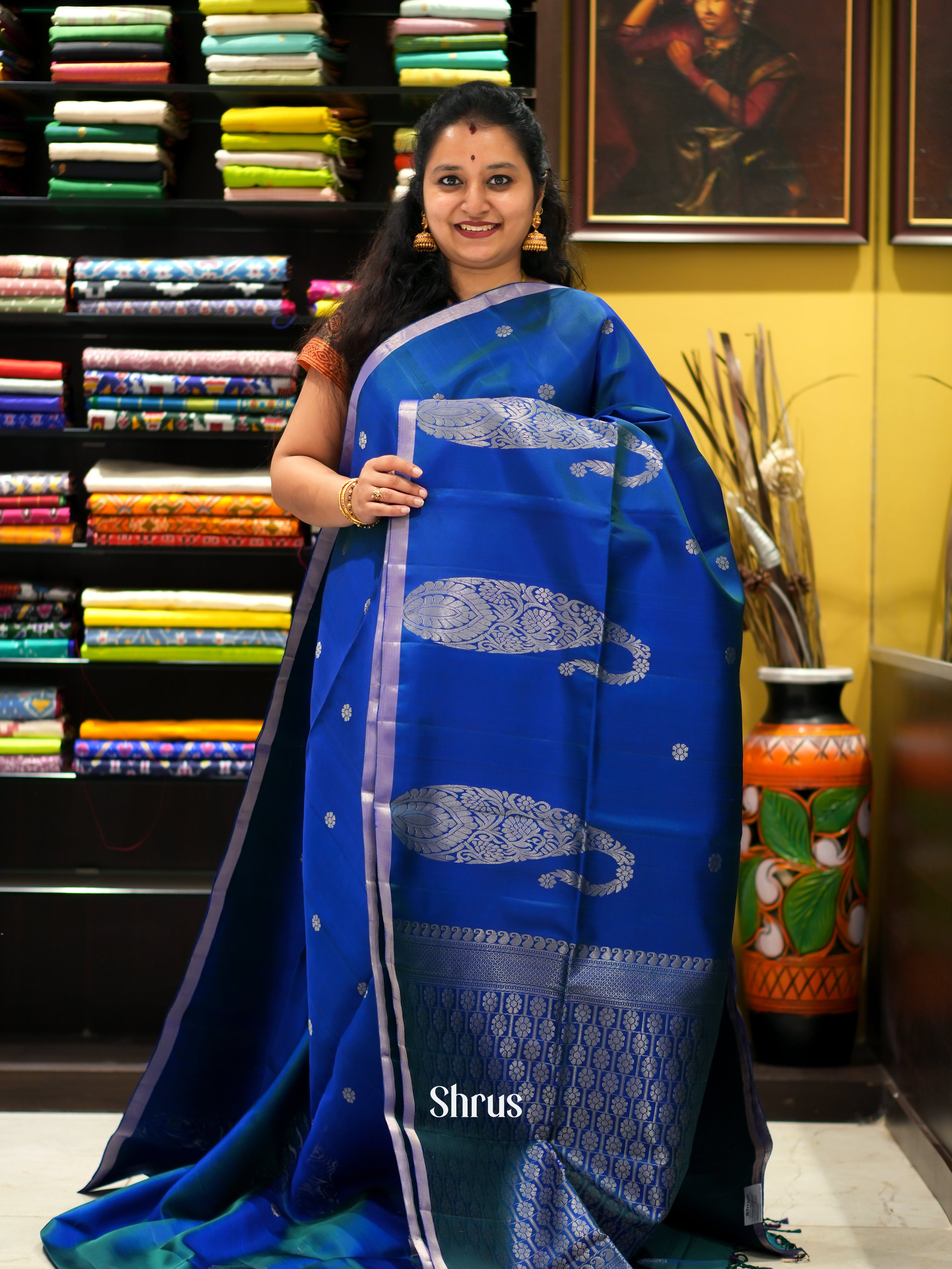 Blue (Single Tone) - Soft Silk Saree - Shop on ShrusEternity.com