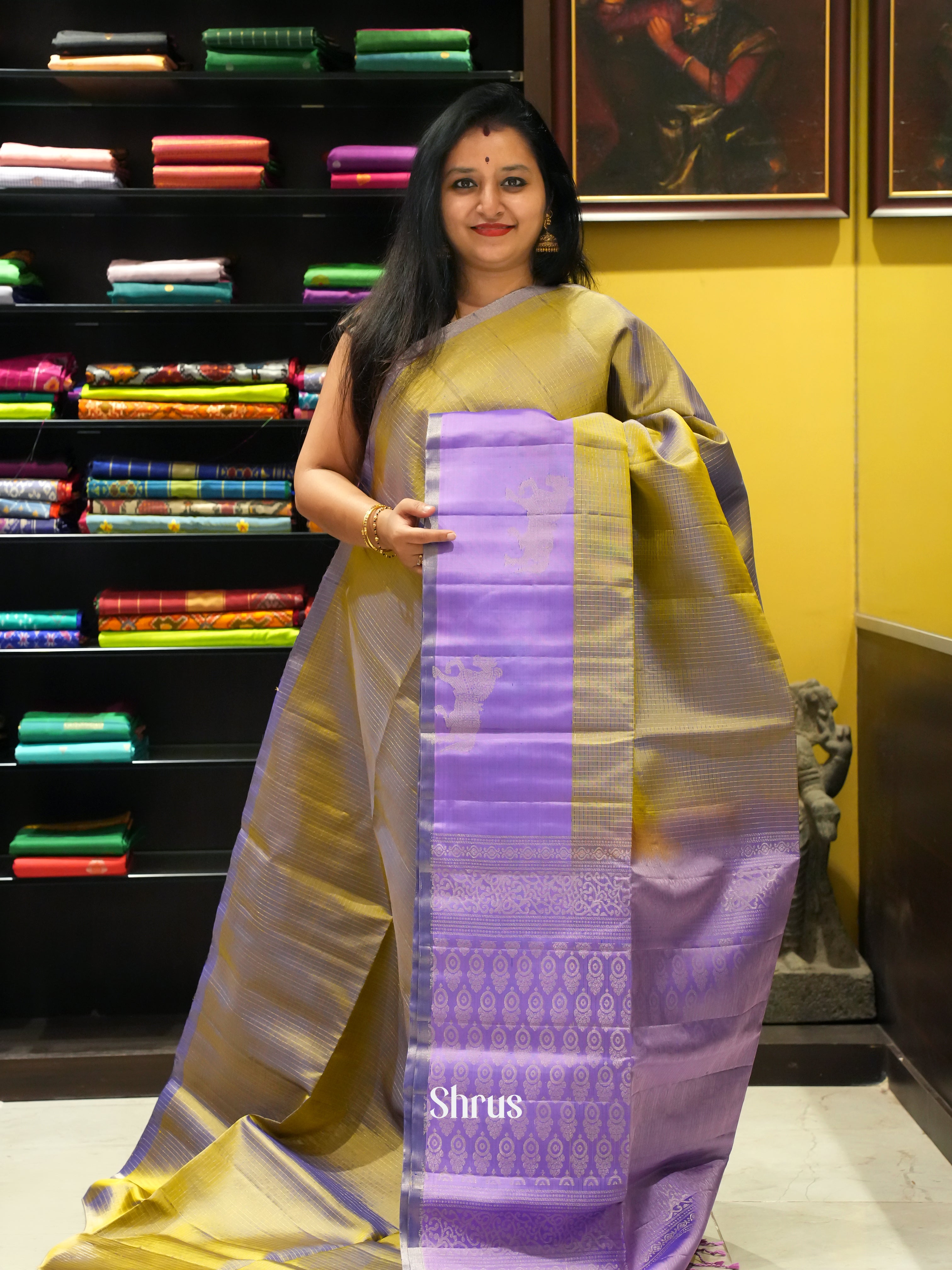 Green & Lavender - Soft Silk Saree - Shop on ShrusEternity.com