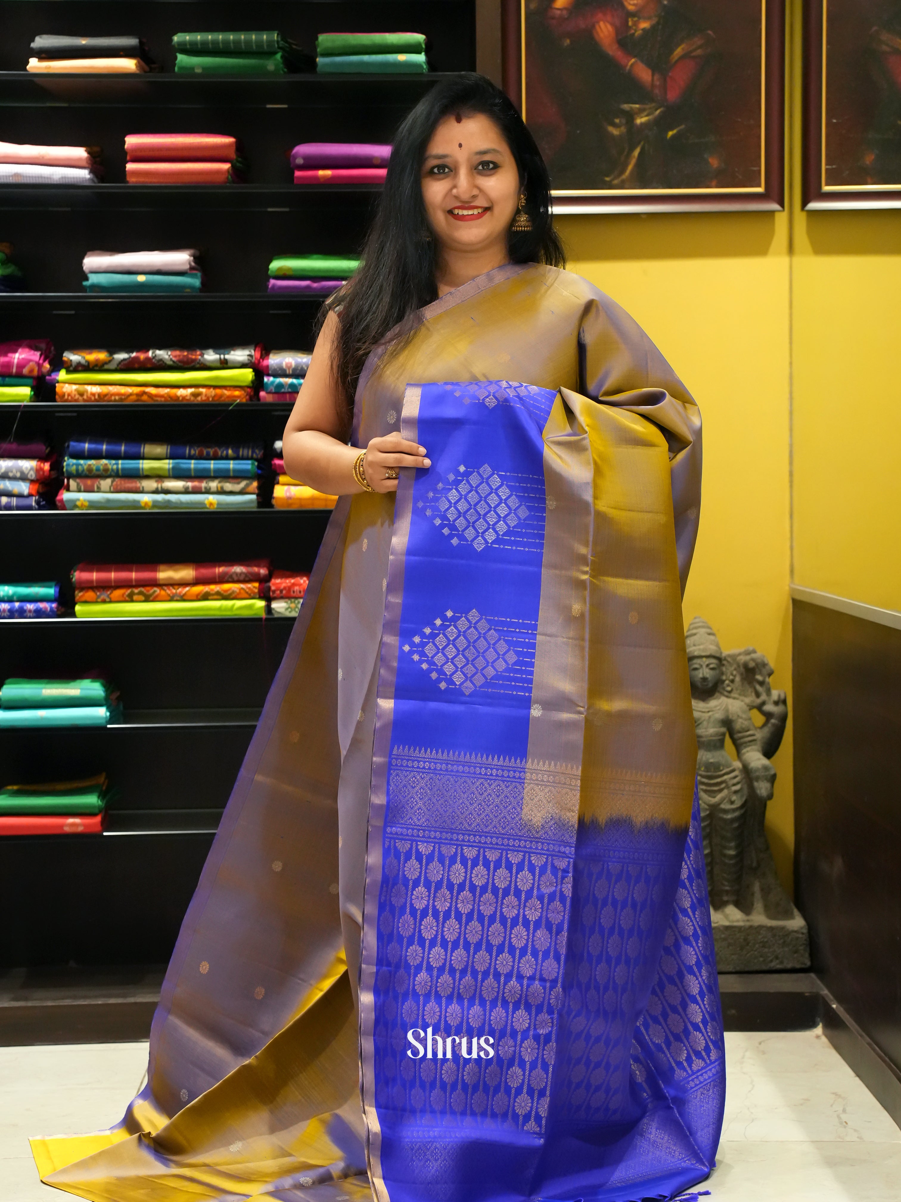 Green & Blue - Soft Silk Saree - Shop on ShrusEternity.com