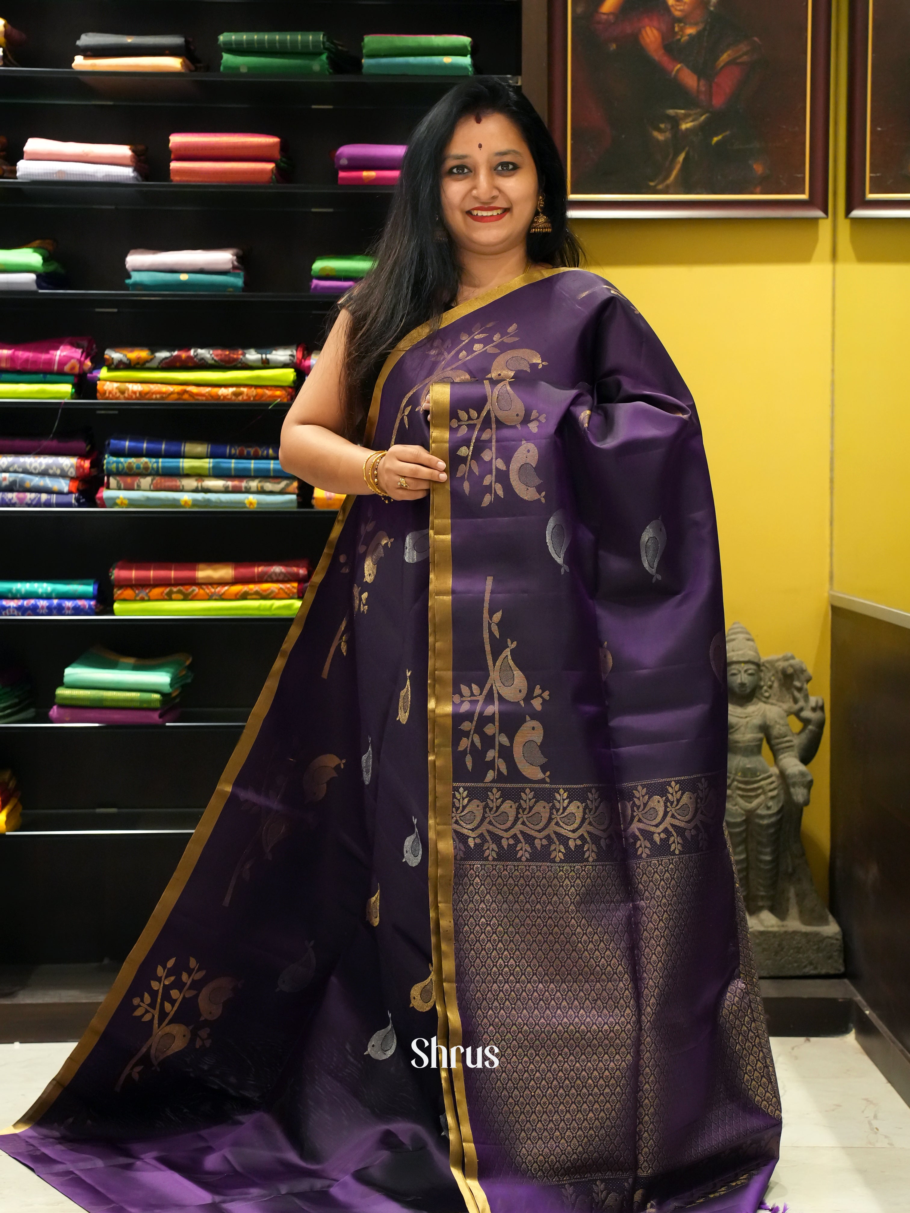Violet (Single Tone) - Soft Silk Saree - Shop on ShrusEternity.com