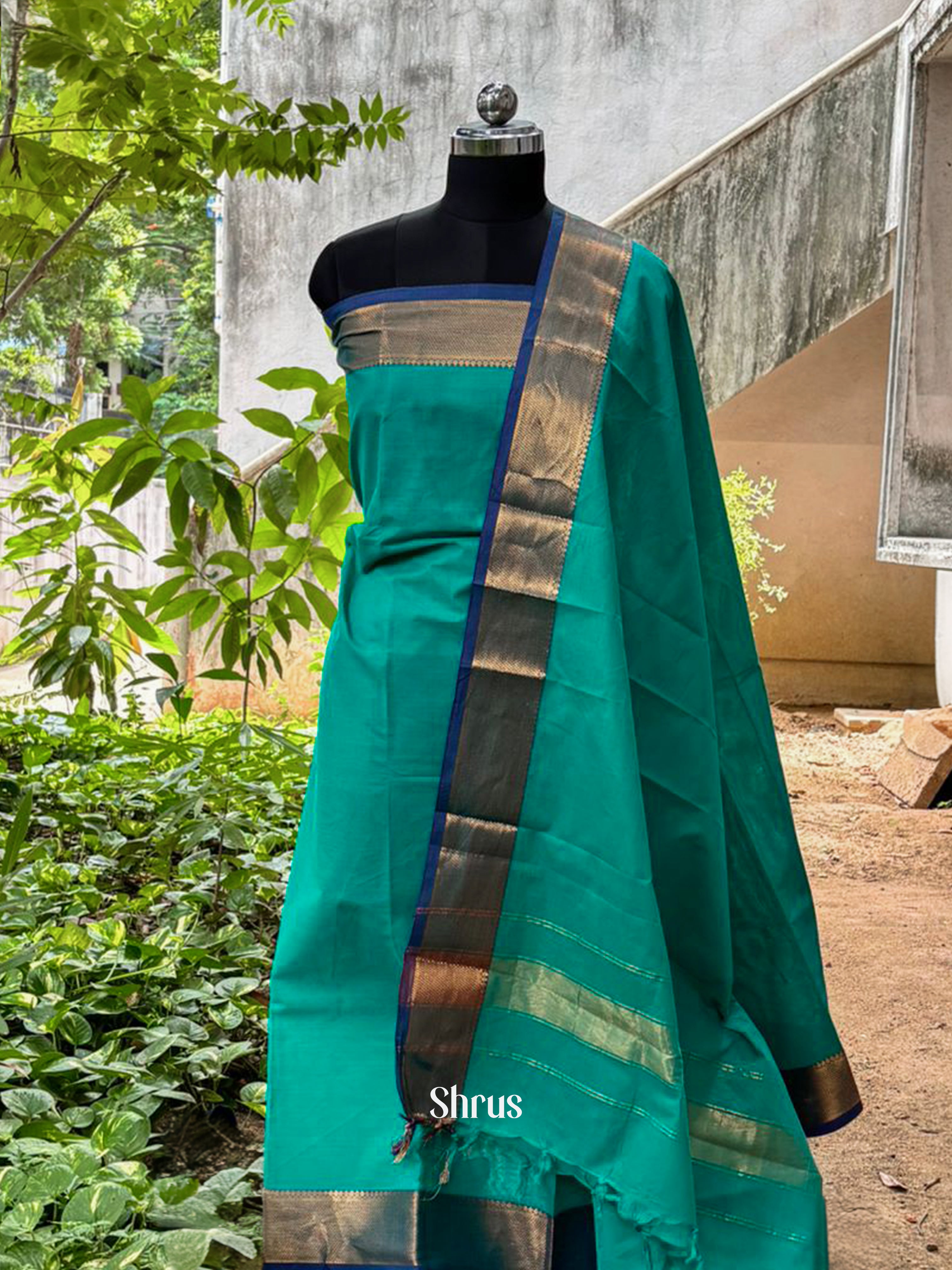 Teal & Blue - chettinad top & dupatta - Shop on ShrusEternity.com