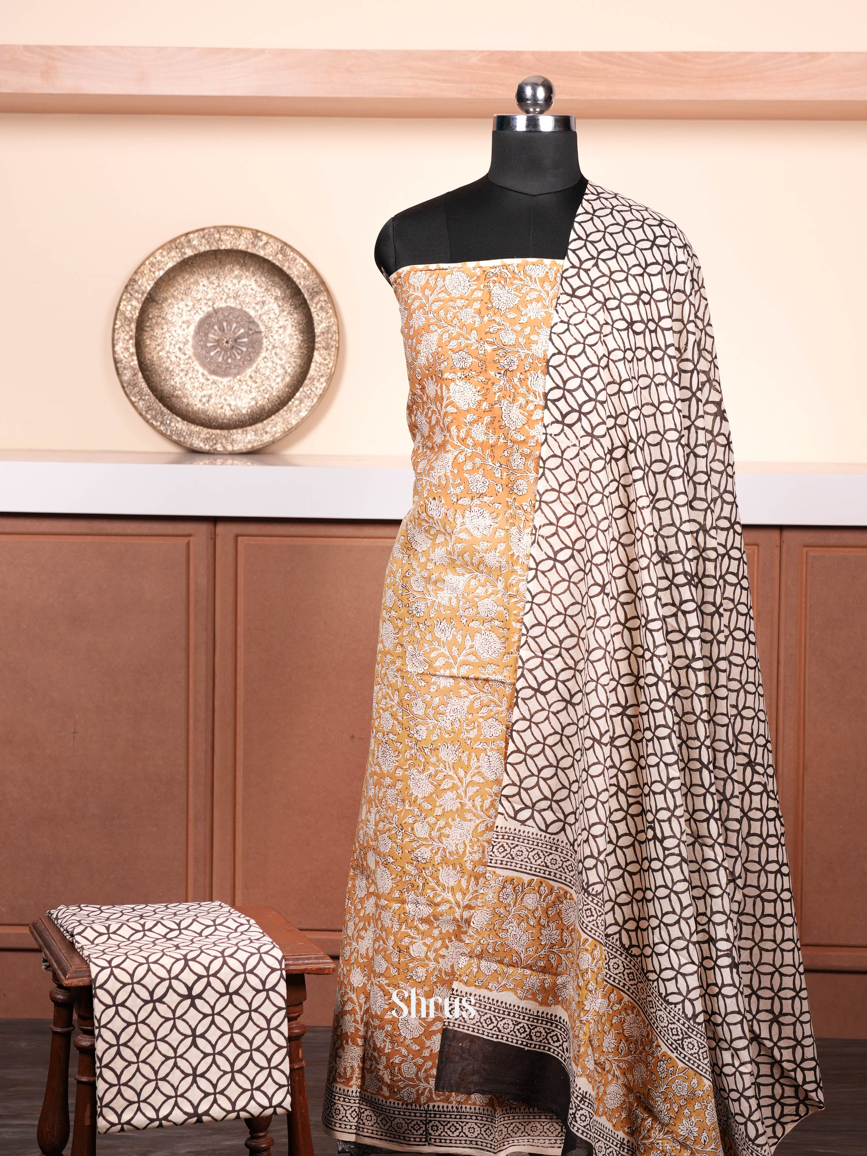 Mustard & Cream - Cotton salwar - Shop on ShrusEternity.com