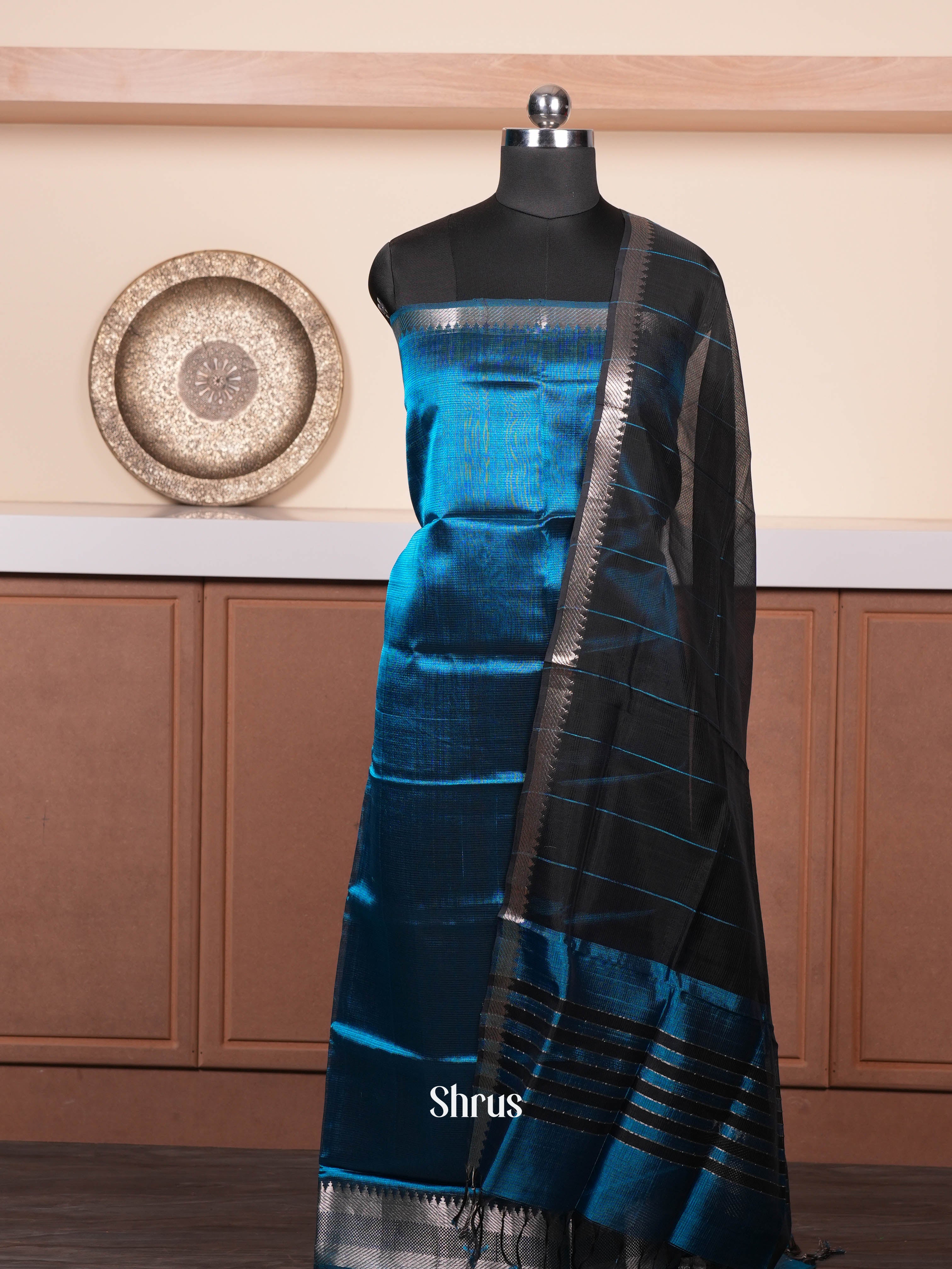 Blue & Black - mangalagirisico top & dupatta combo - Shop on ShrusEternity.com