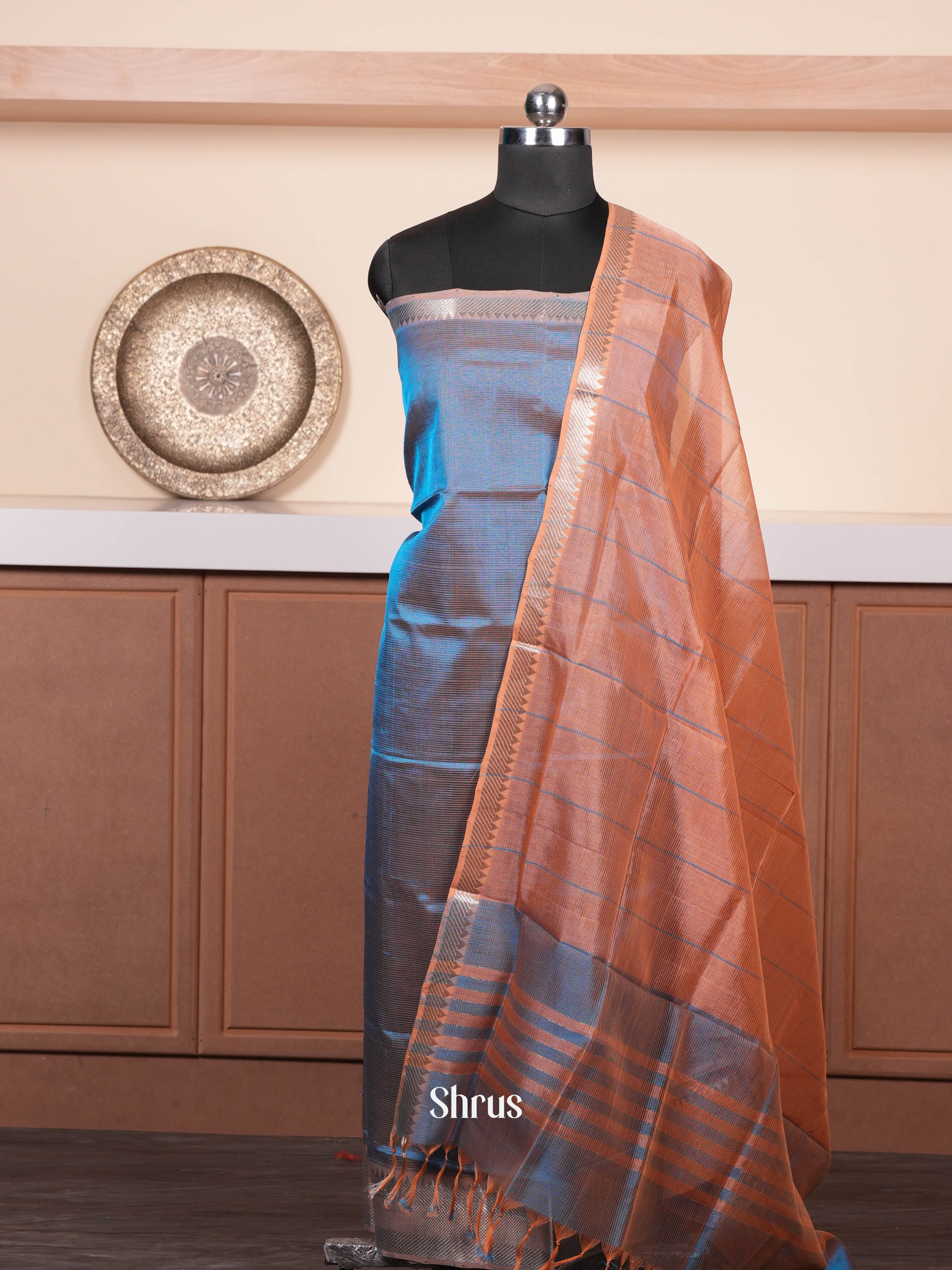 Blue & Chocolate Brown - mangalagirisico top & dupatta combo - Shop on ShrusEternity.com