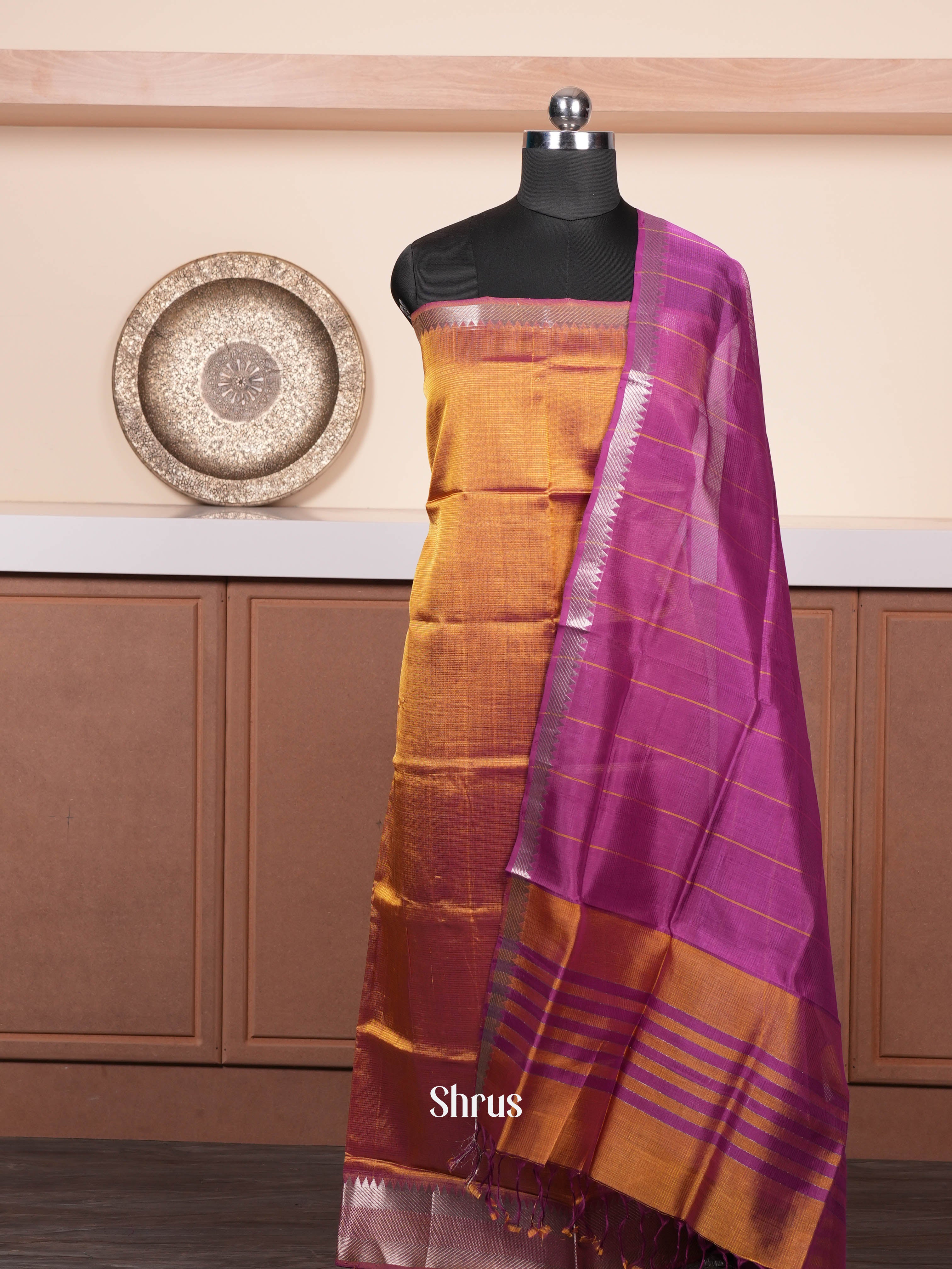 Gold & Magenta - mangalagirisico top & dupatta combo - Shop on ShrusEternity.com