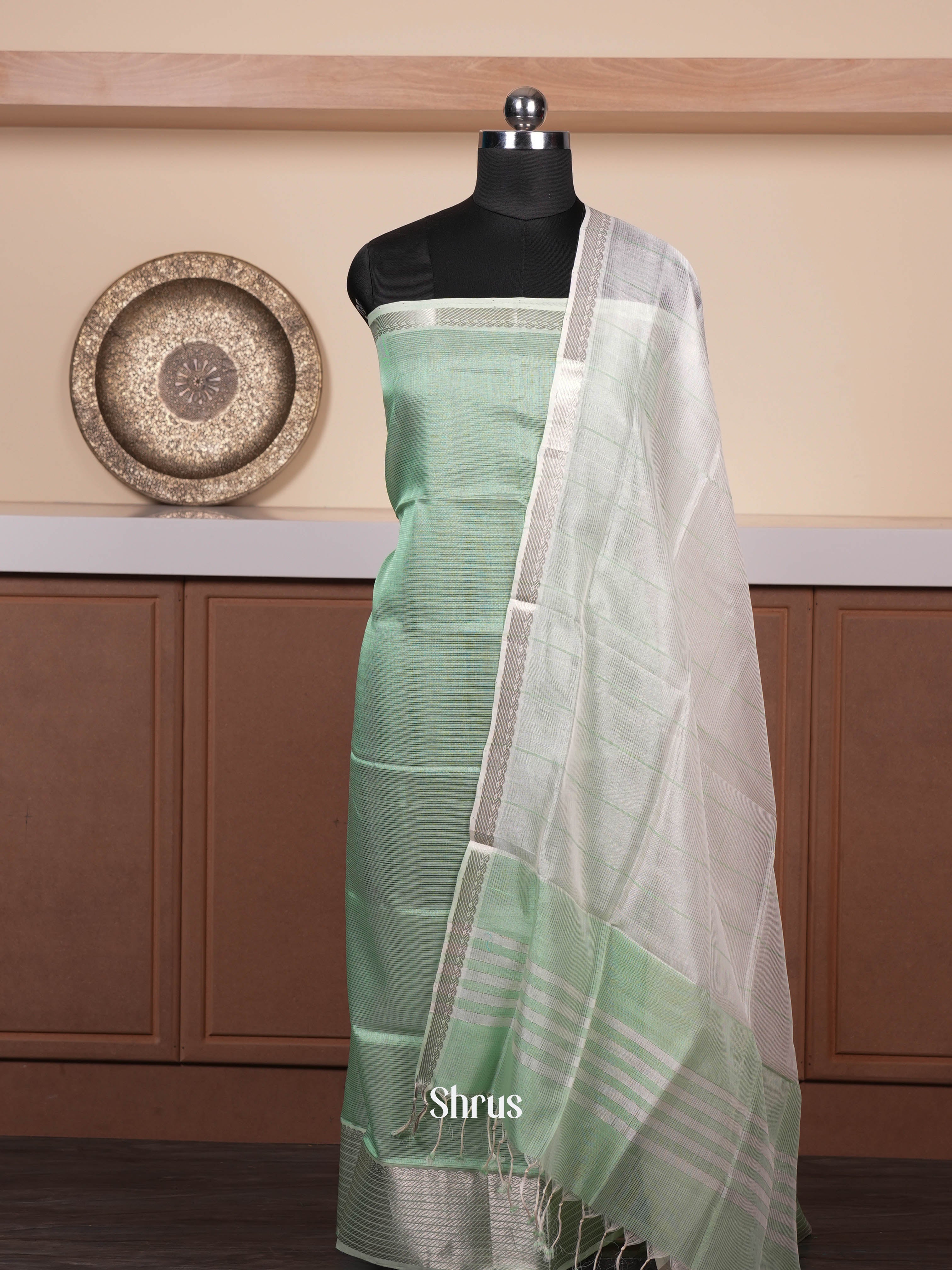 Light Green & white - mangalagirisico top & dupatta combo - Shop on ShrusEternity.com