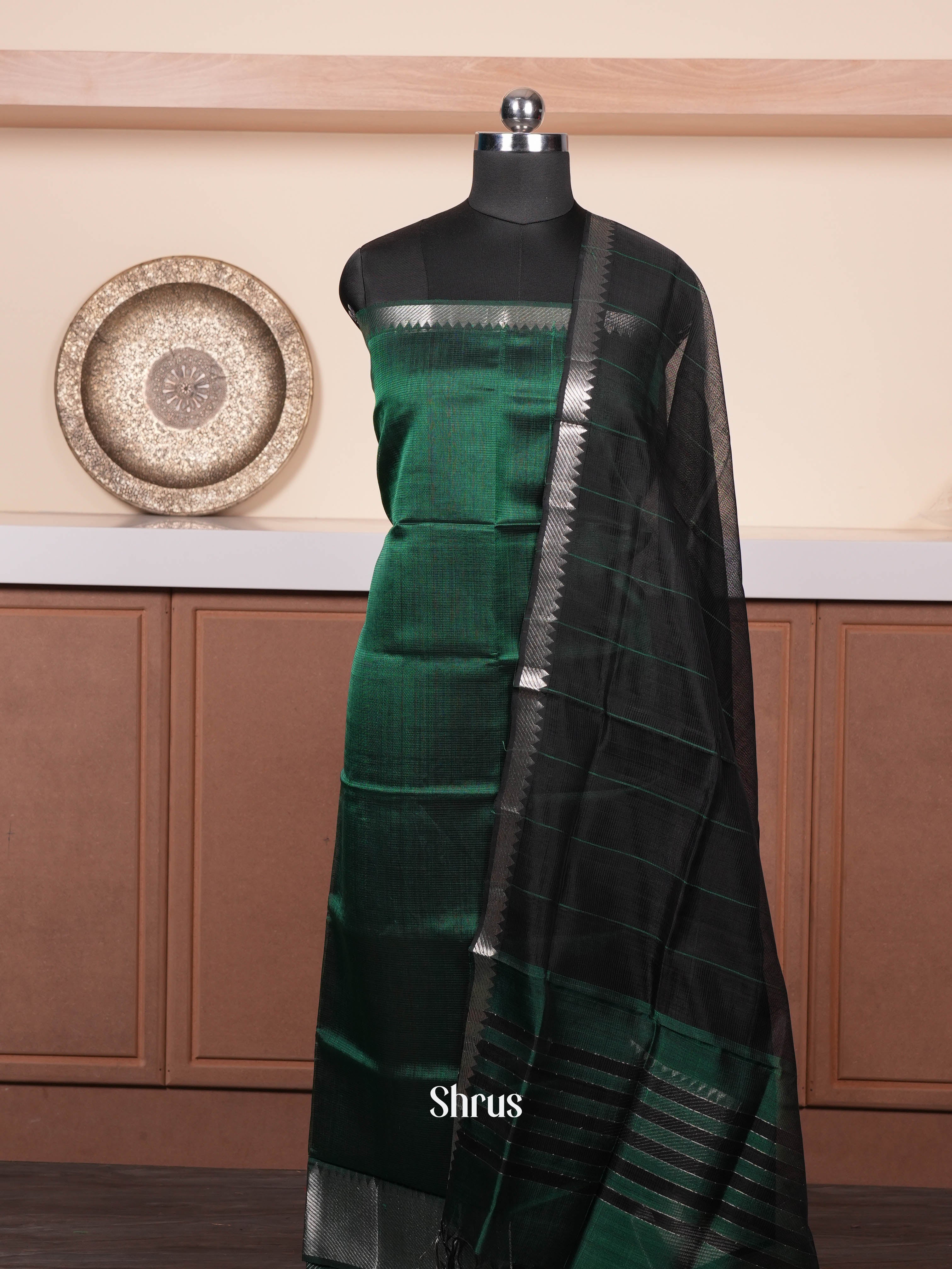Dark Green & Black - mangalagirisico top & dupatta combo - Shop on ShrusEternity.com